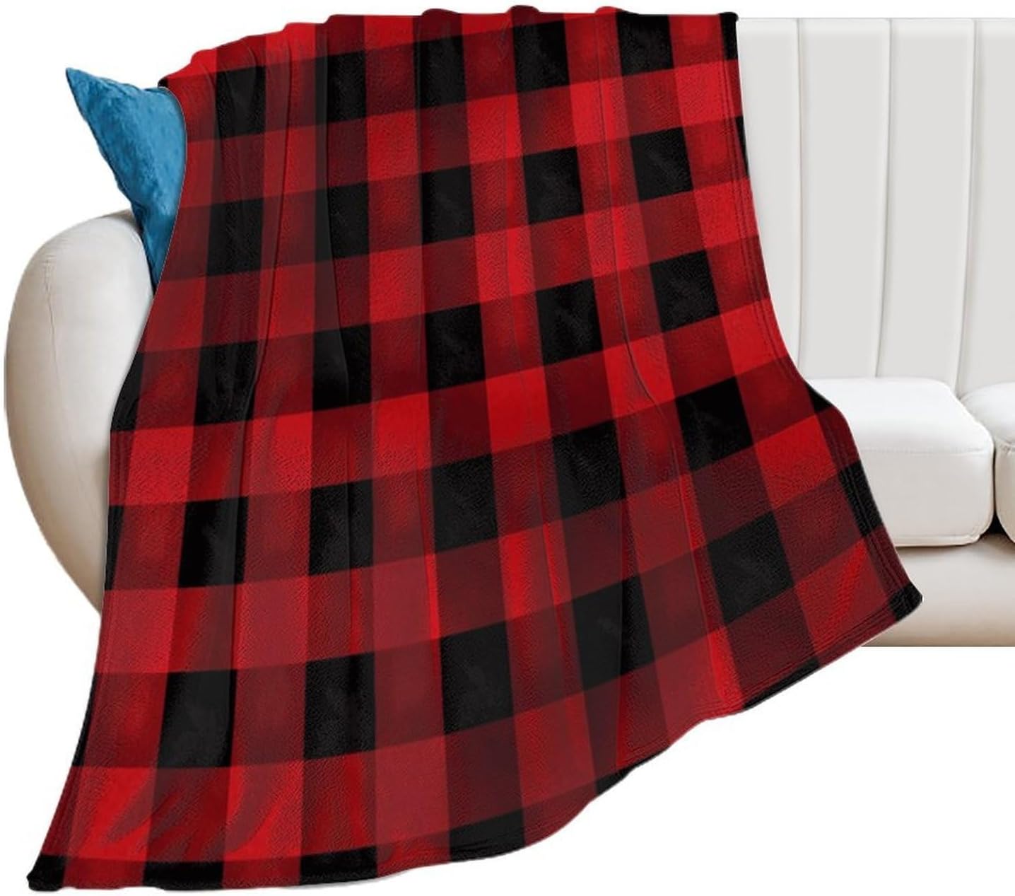 Red Black Buffalo Check Plaid Pattern Throw Blanket for Couch Super Soft Warm Lightweight Throw Blankets Cozy Flannel Bed Blanket Cute Decorative Blankets for All Seasons Home Decor Gift 30"*40"（76*10