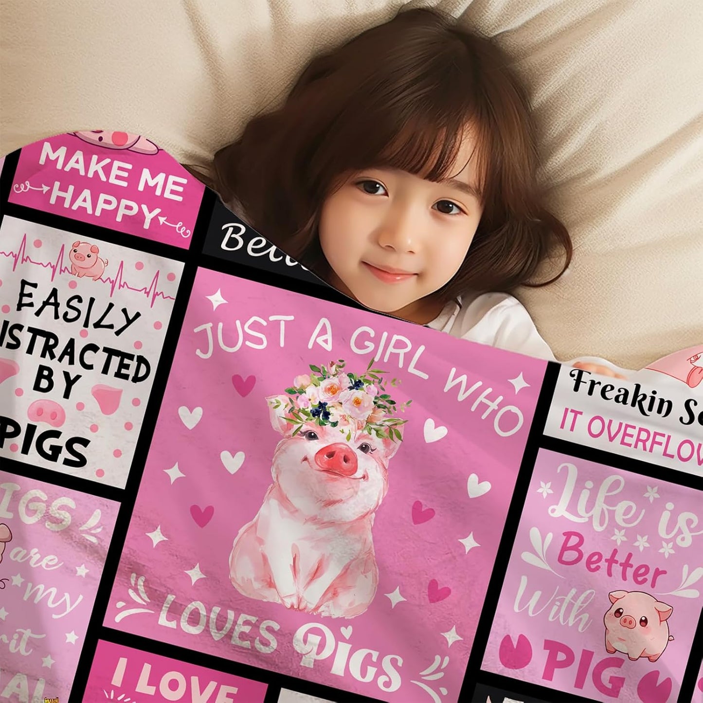 Pig Blanket Gifts for Women Stuff Blankets and Throws Plush Soft Warm Fleece Bedding Pigs Gifts for Women Girls Kids Adults Pig Lovers Birthday Decorations 60"X50"