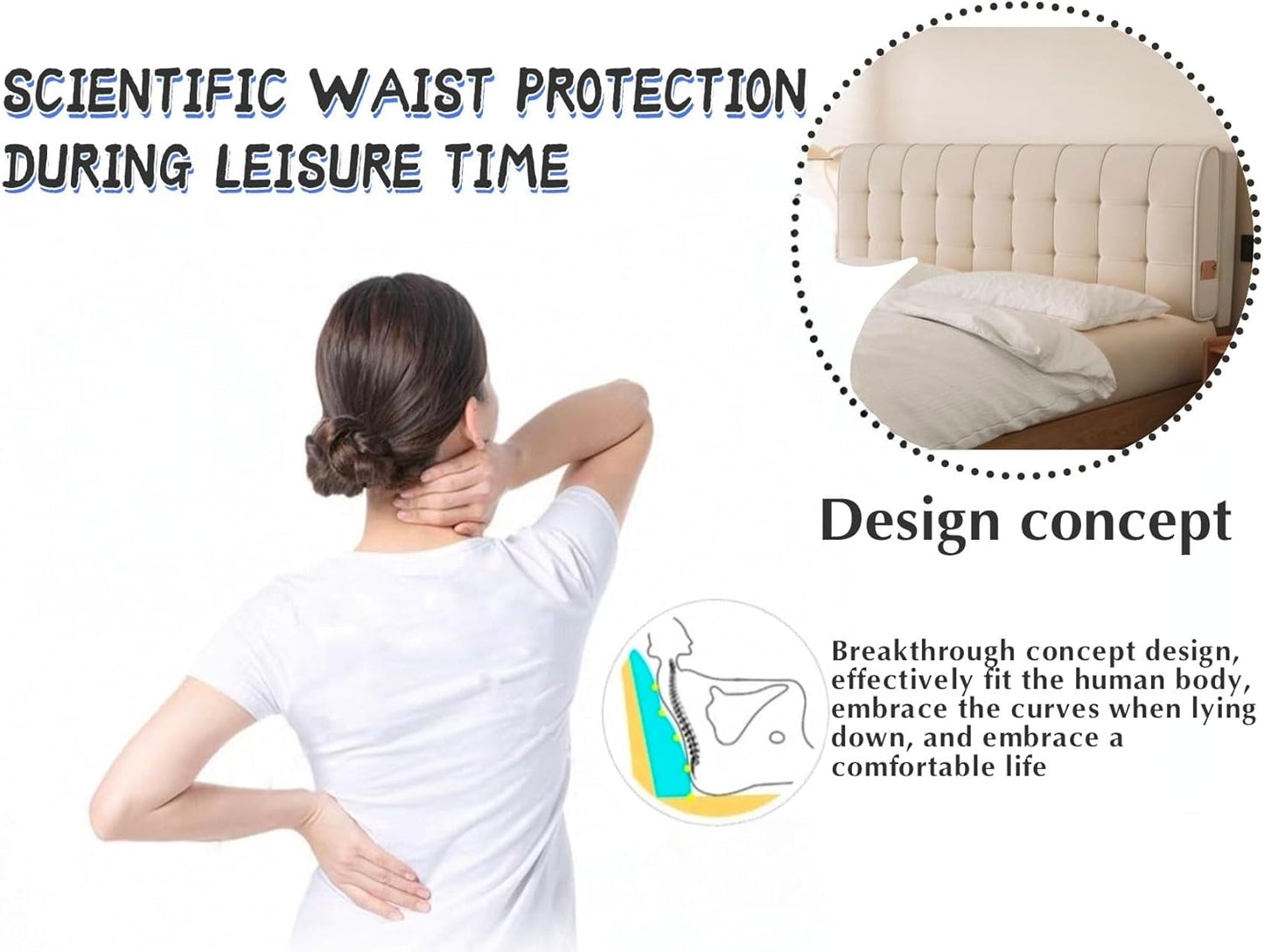 Headboard Pillow Bed Headboard Upholstered Oversized 10Cm Thickness Bedside Lumbar Support Cushion Headboard Backrest with Removable Cover(Size:No headboard 59"/150cm,Color:Brown1)