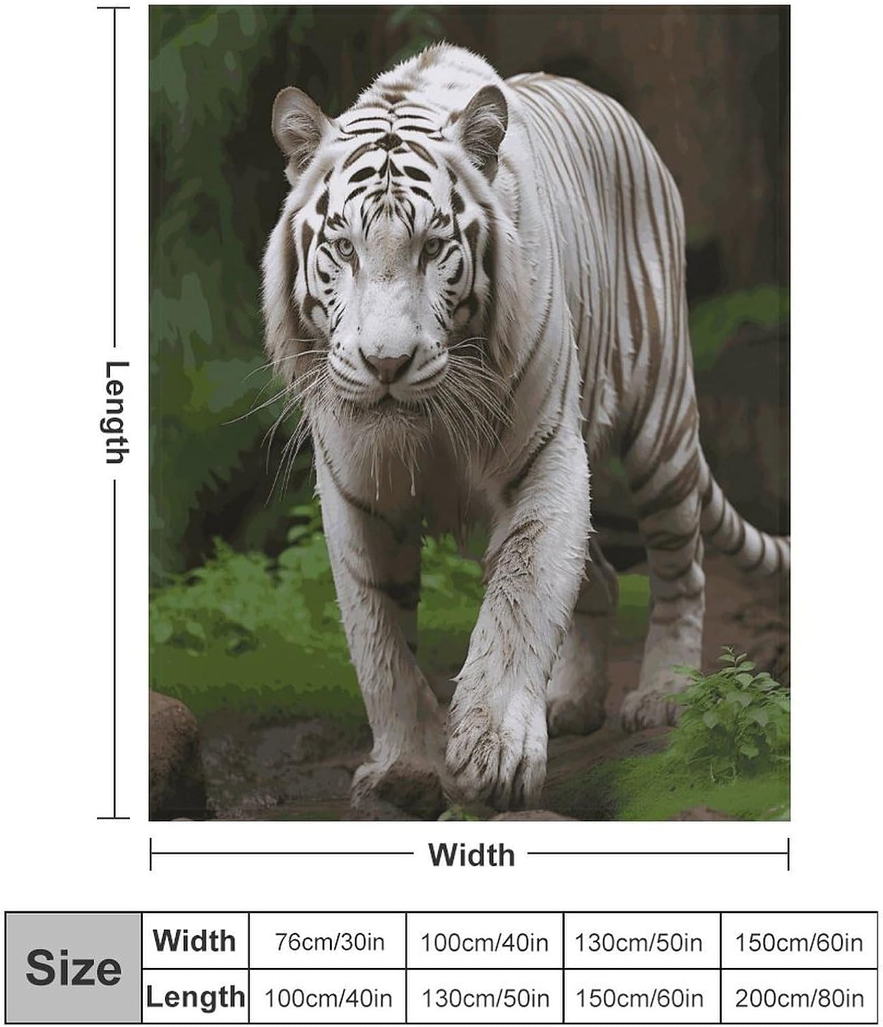 Majestic White Bengal Tiger Throw Blanket for Couch Super Soft Warm Lightweight Throw Blankets Cozy Flannel Bed Blanket Cute Decorative Blankets for All Seasons Home Decor Gift 30"*40"（76 * 100cm）