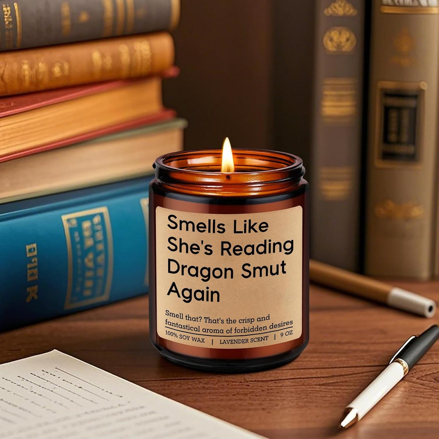 GSPY Romantasy Book Candle, Fantasy Reader Gifts for Women - Reading, Bookish, Dragon Gifts for Girls - Funny Mothers Day, Birthday Present for Fantasy Book Lover, Dragon Lover, Bookworm, Librarian