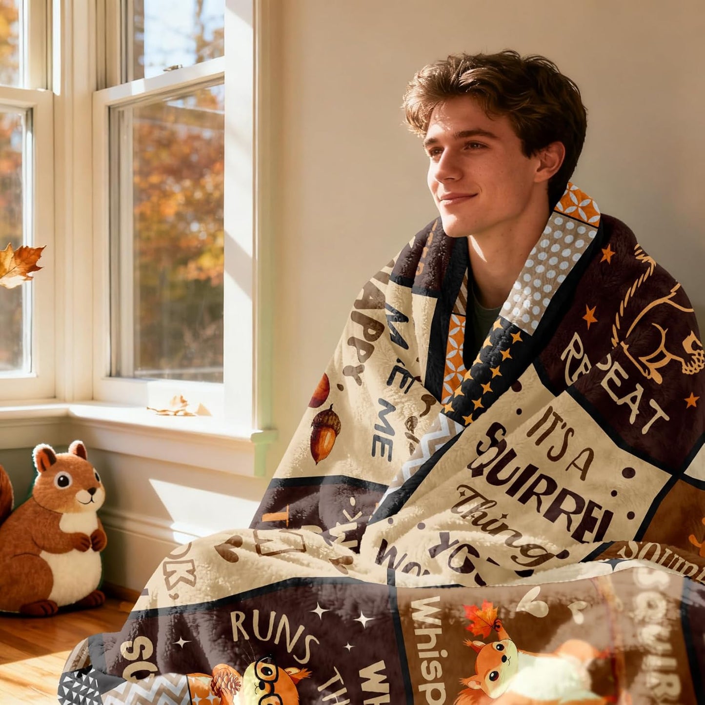 Squirrel Gifts Blanket 50" X 60", Squirrel Lover Gifts for Women/Men, Funny Squirrel Accessories Stuff for Boys/Girls