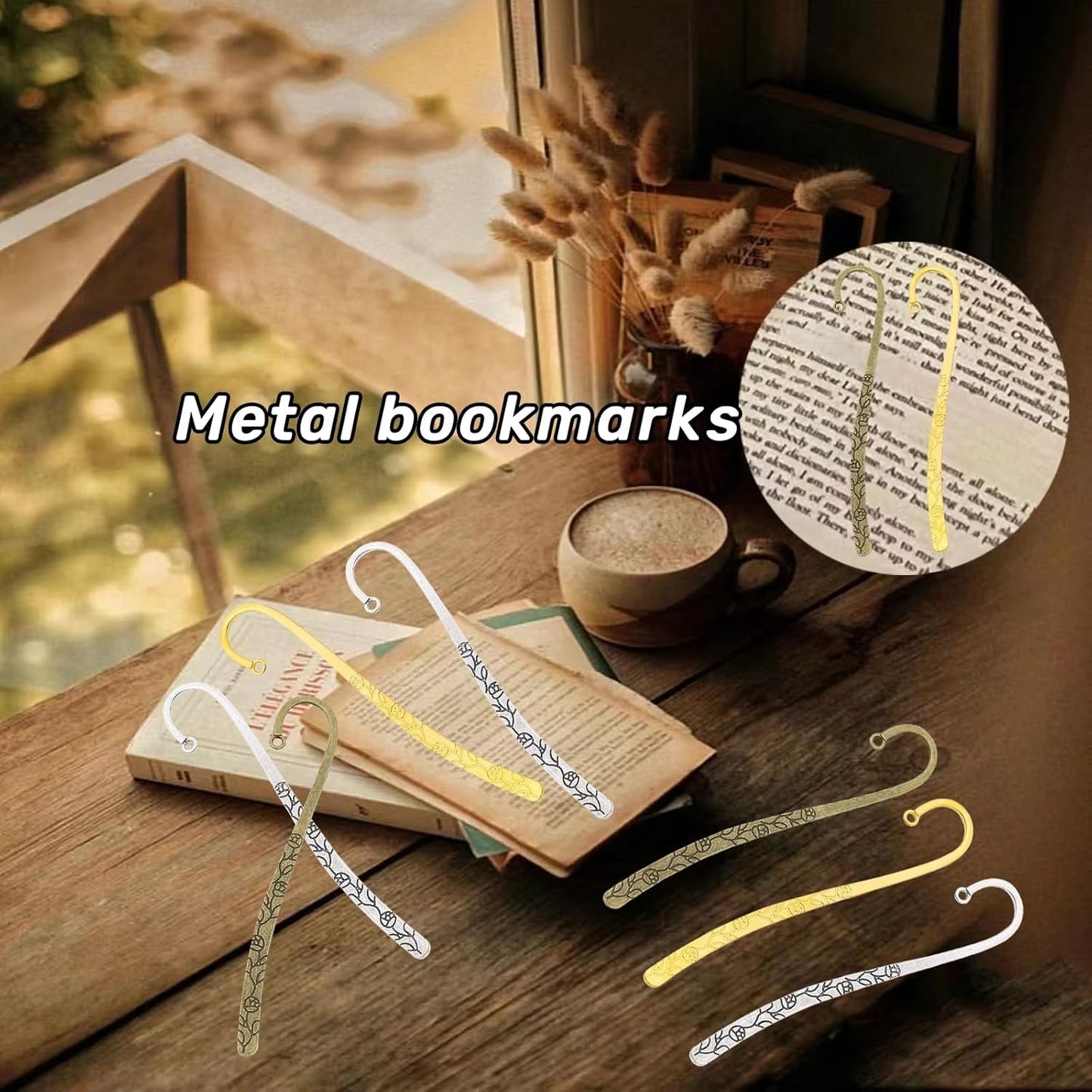 12 Pcs Beadable Bookmarks DIY Metal Blank Bar Bookmark for Beads Metal Bookmark Hairpin Hook Carved Antique Vintage Bookmarks Gift for Book Lovers Student Teacher Office Supplies