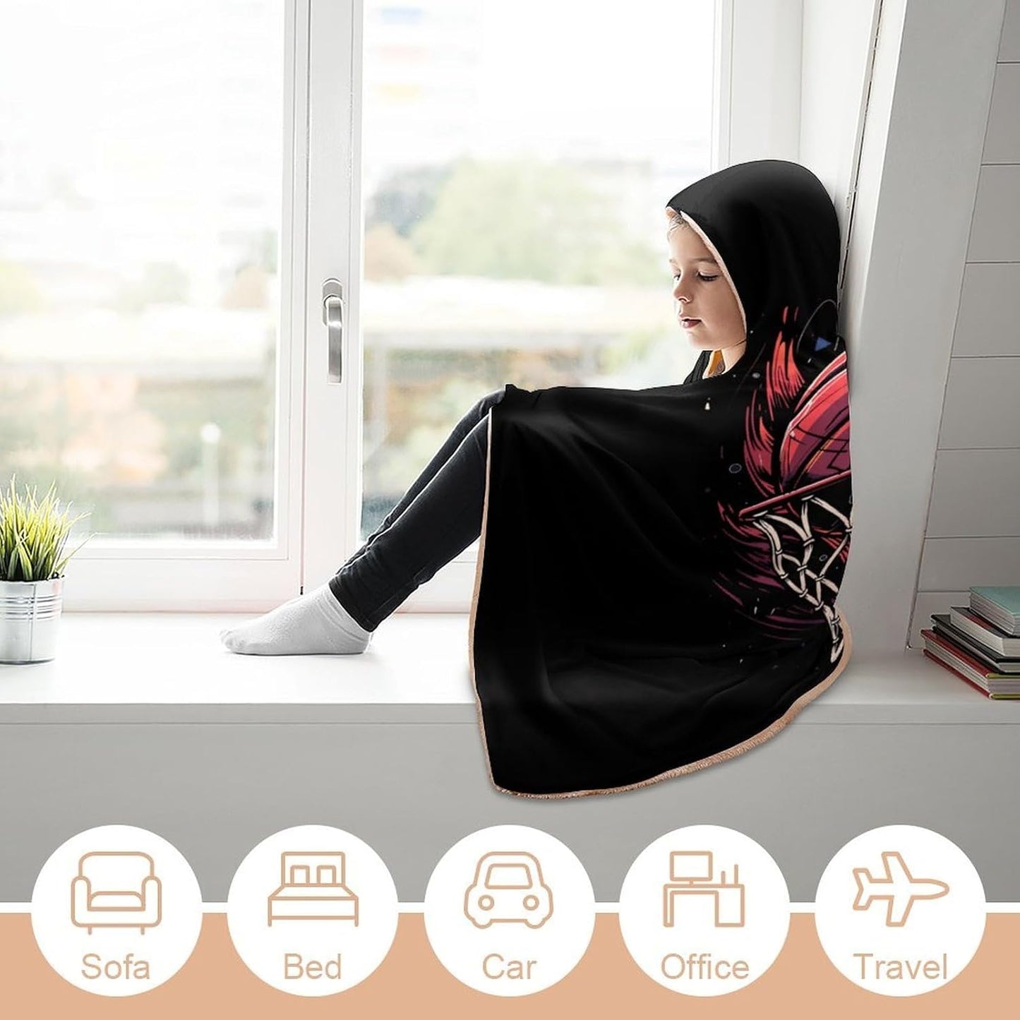 Basketball Wearable Hooded Blanket Soft Hoodie Blanket Throw Blankets Cloak