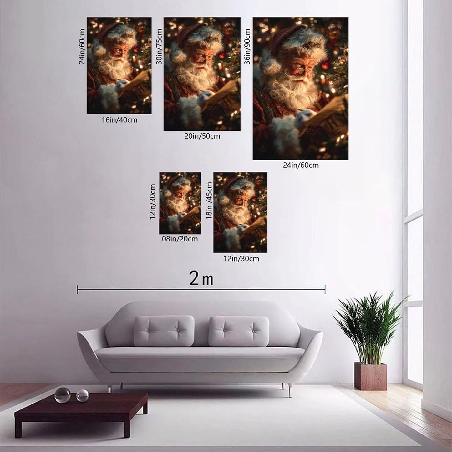 UZWGG 1pcs Frameless Vintage Santa Picture Prints Wall Art Santa Claus Reading Book Painting for Wall Decor Christmas Poster Xmas Decorations Nostalgic Xmas Gifts Canvas Roll16x24inch(40x60cm)