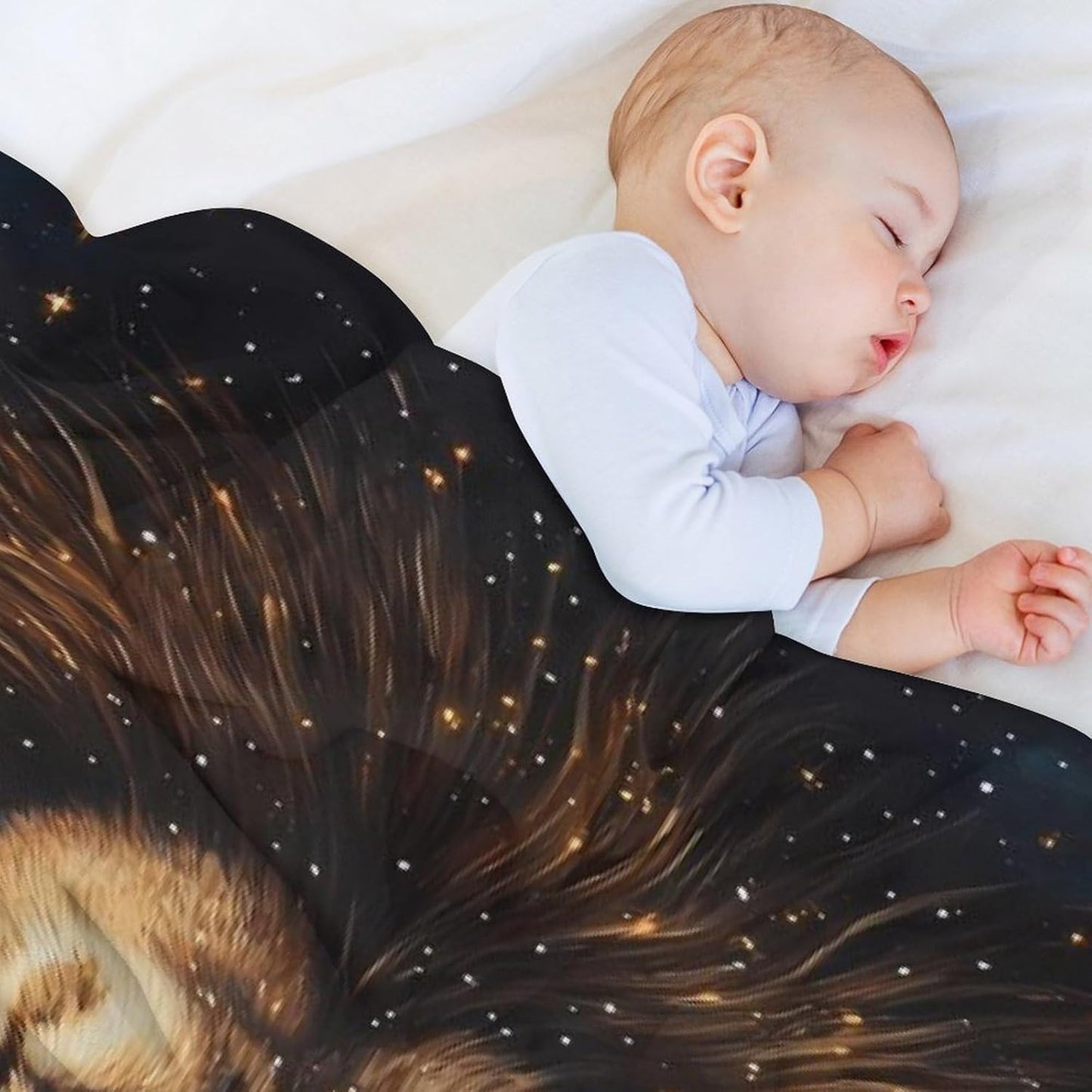 Gold Galaxy Lion Throw Blanket for Couch Bed Plush Cozy Fuzzy Flannel Blanket for All Season 30"x50"