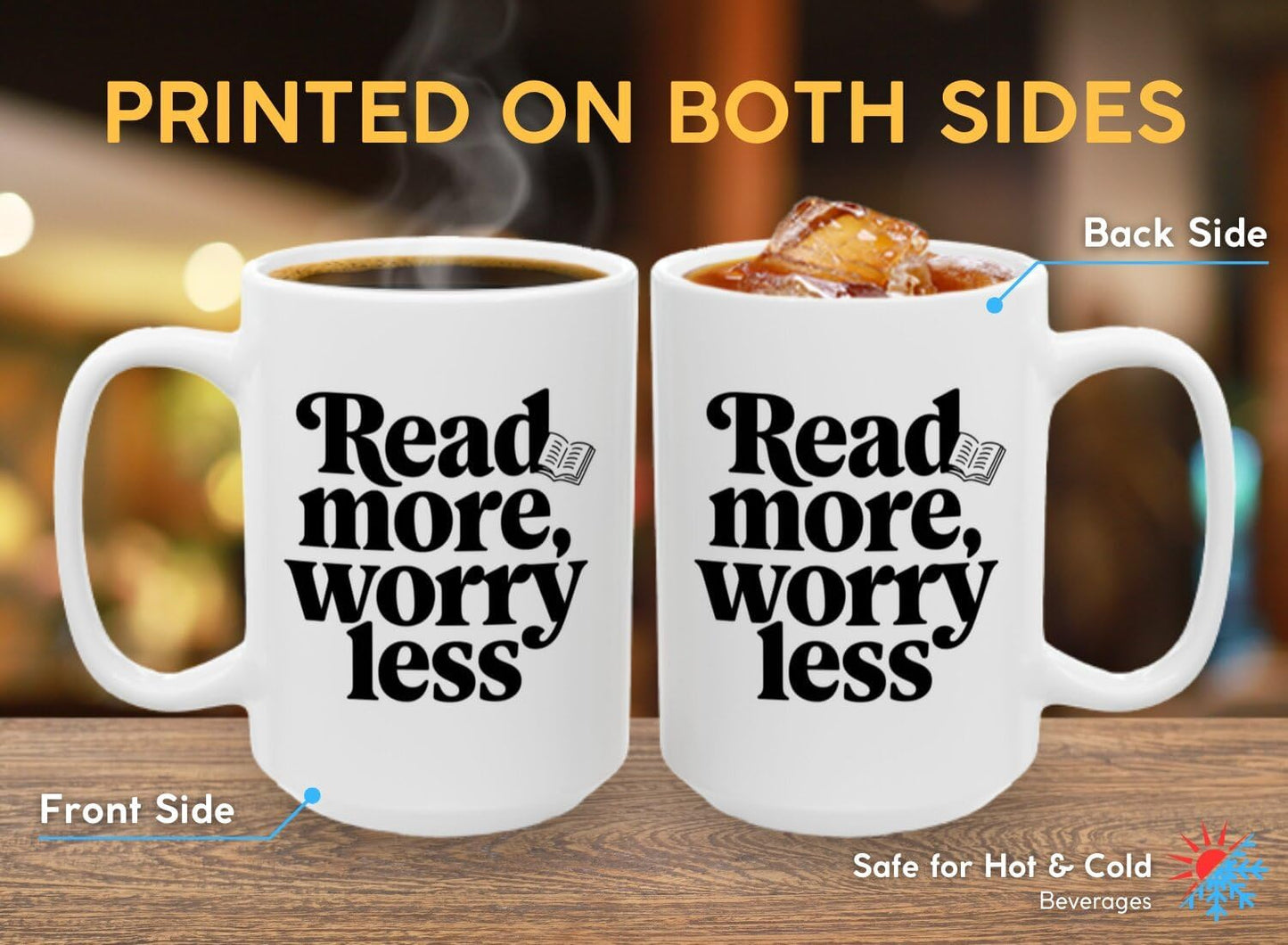 Book Lover Coffee Mug 15oz White - Read More - Gift for Bookworm Reader Reading Lover Bookish Women