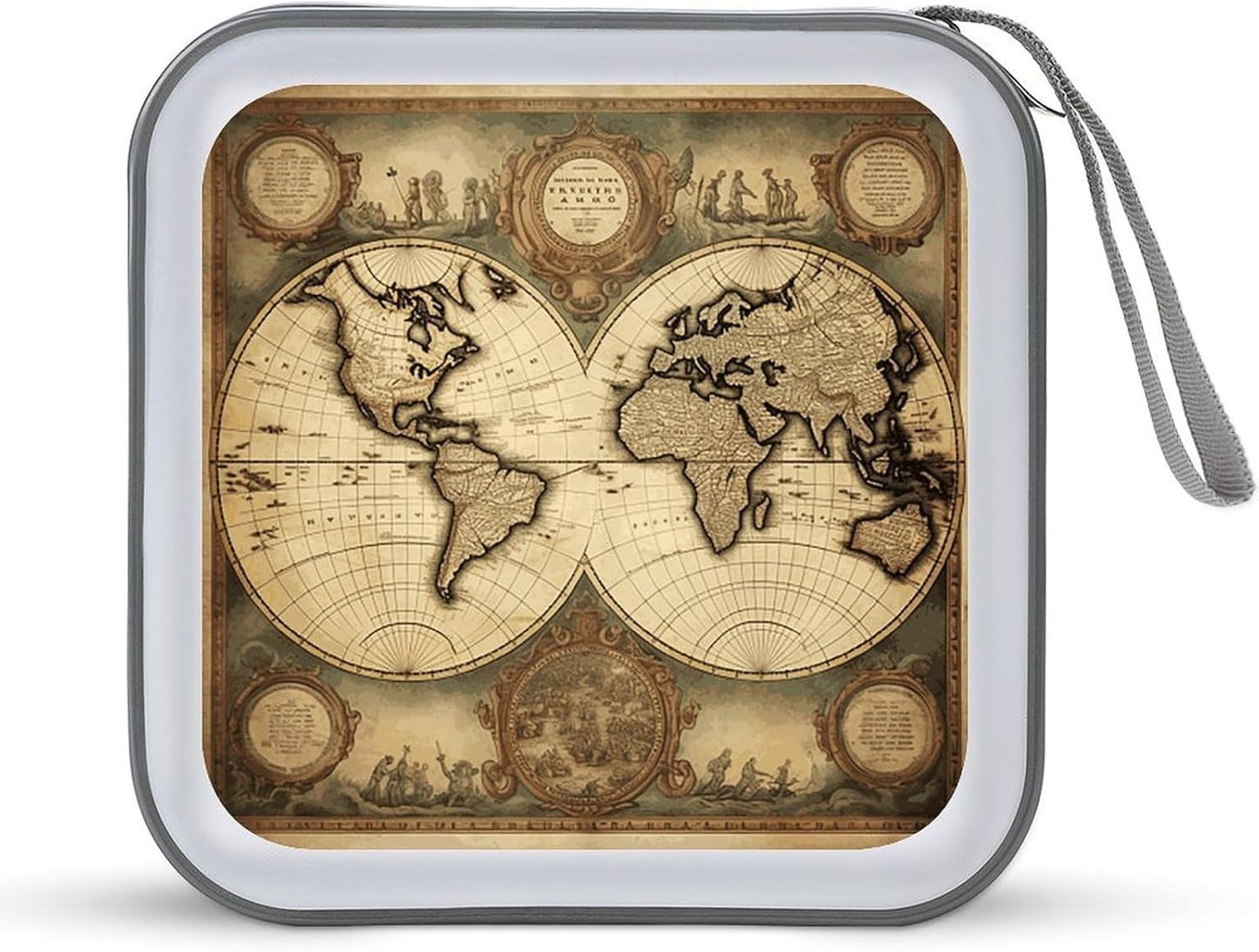 World Map CD Case 40 Capacity Case Zipper CD Collection Bag with Handles Cover DVD Storage Hard Plastic DVD Disc Cases Storage Binder for Car Home Office Travel
