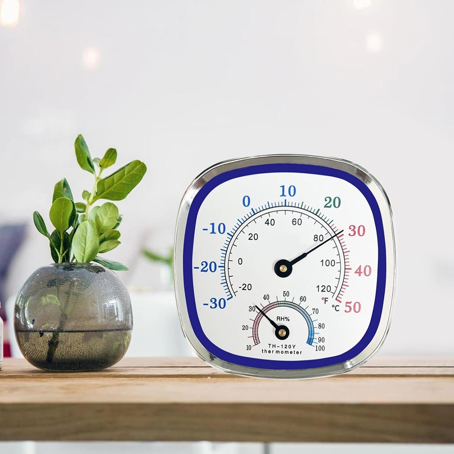 Hygrometer Temperature Gauge - Desktop Humidity Monitor, 12cm with Clear Display, -30? to 50? Range and 10-100 Humidity Scale for Home Office Library Bedroom Closet Greenhouse Basement Living Room