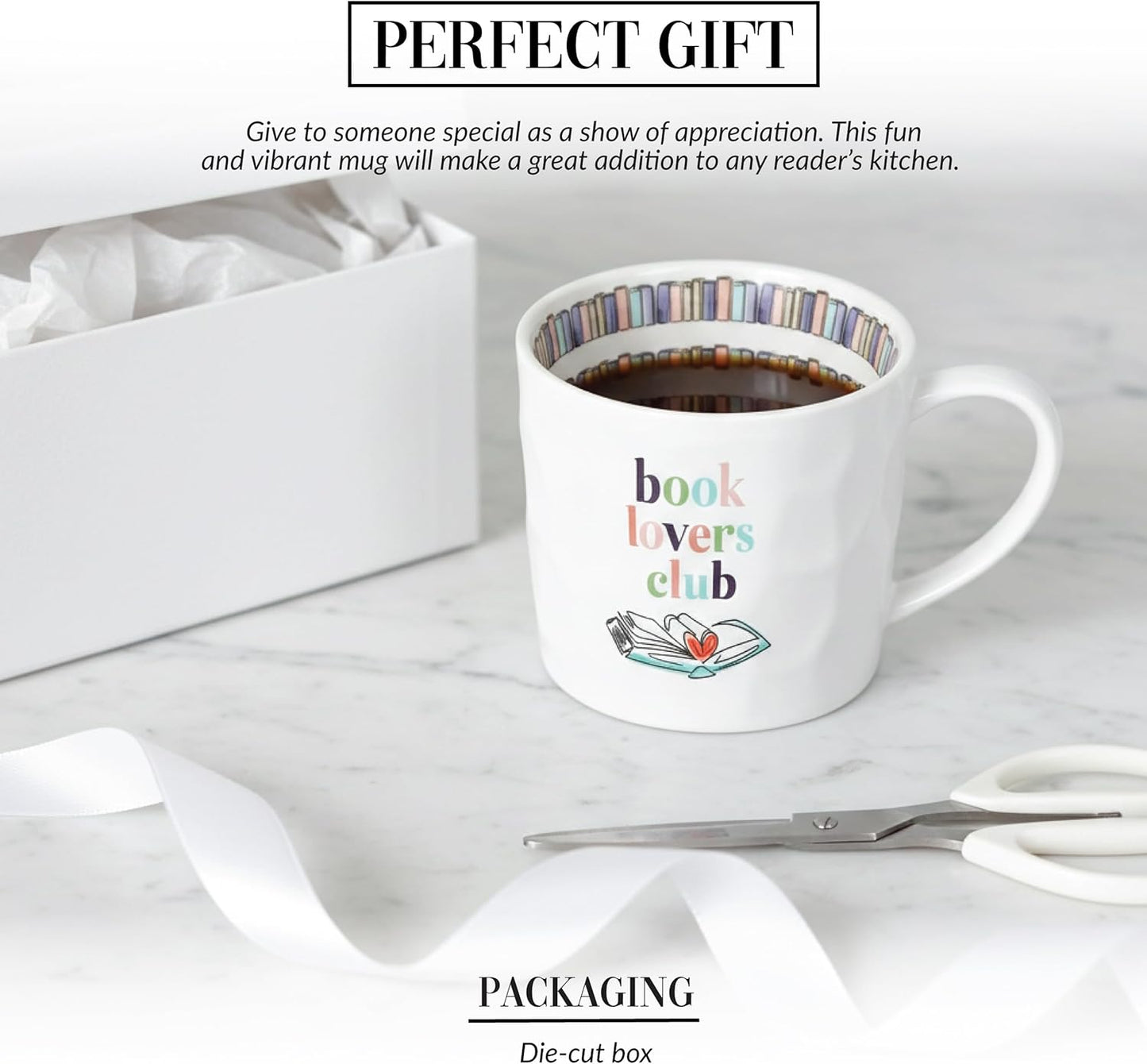 Pavilion Gift Company - Book Lovers - 16 oz Book Reading Coffee Tea Cup Mug Drinkware