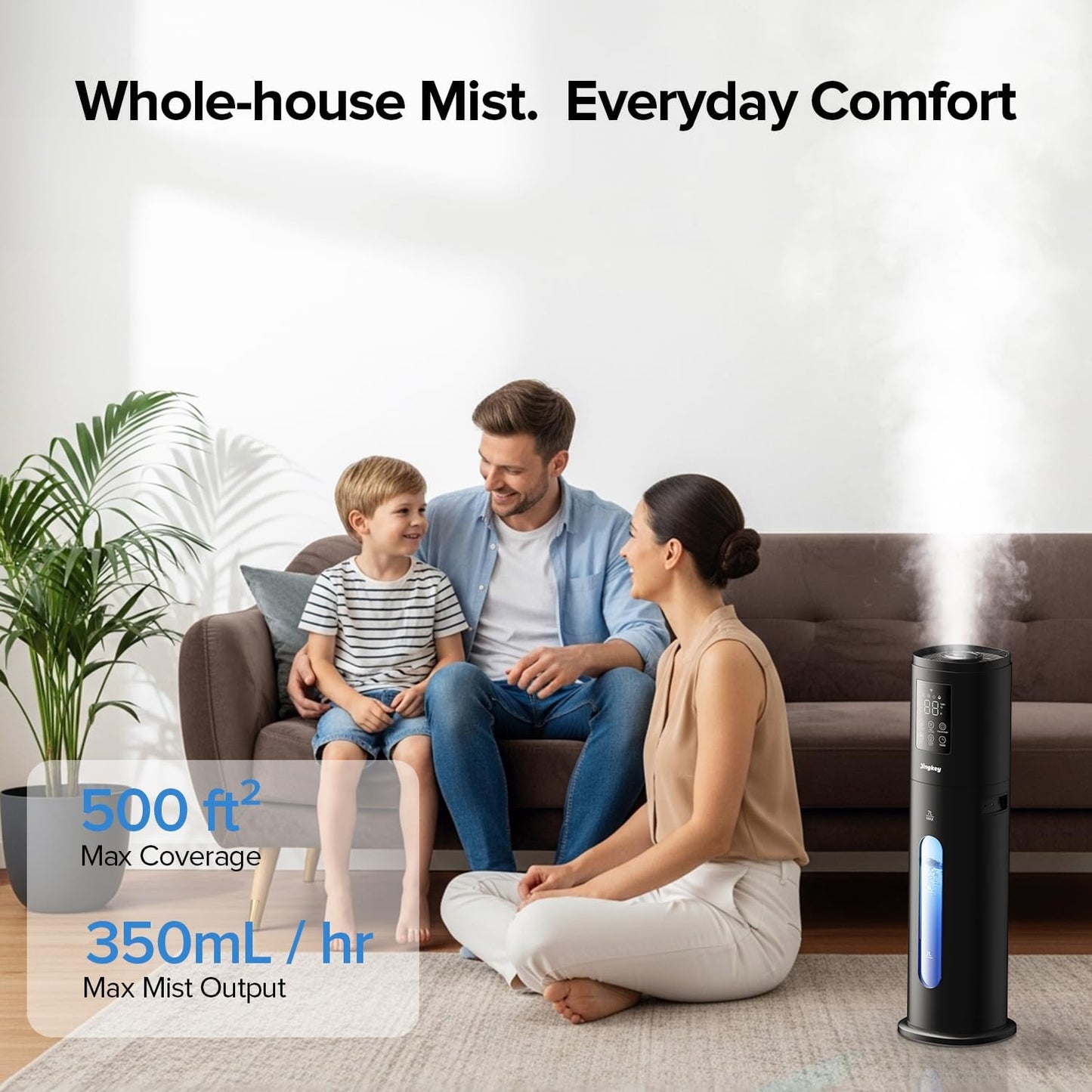 Humidifiers for Bedroom Large Room with Smart App & Remote Control, 7L/1.85Gal Large Humidifier, 4 Mist Levels Humidifiers for Home Crow