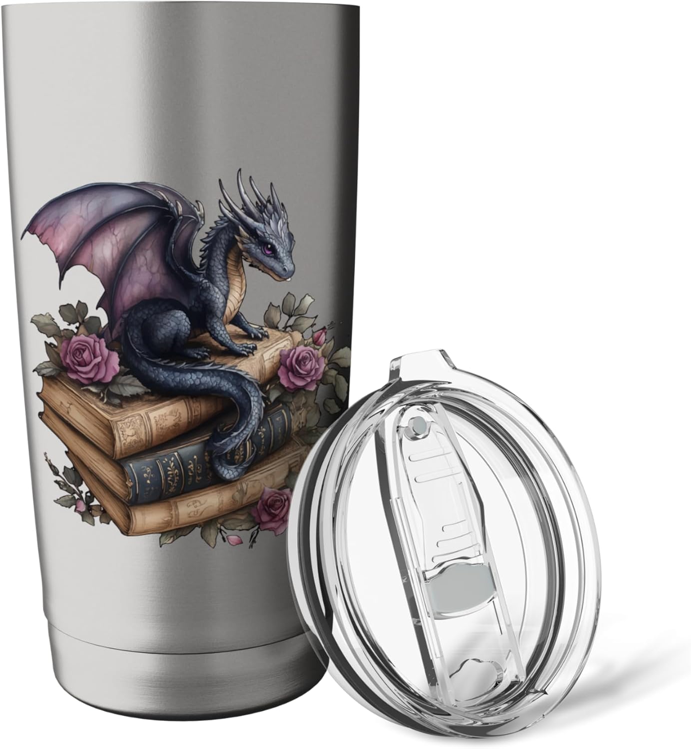 Fantasy Book Lover Bookworm Dragon Readers Reading Stainless Steel Insulated Tumbler
