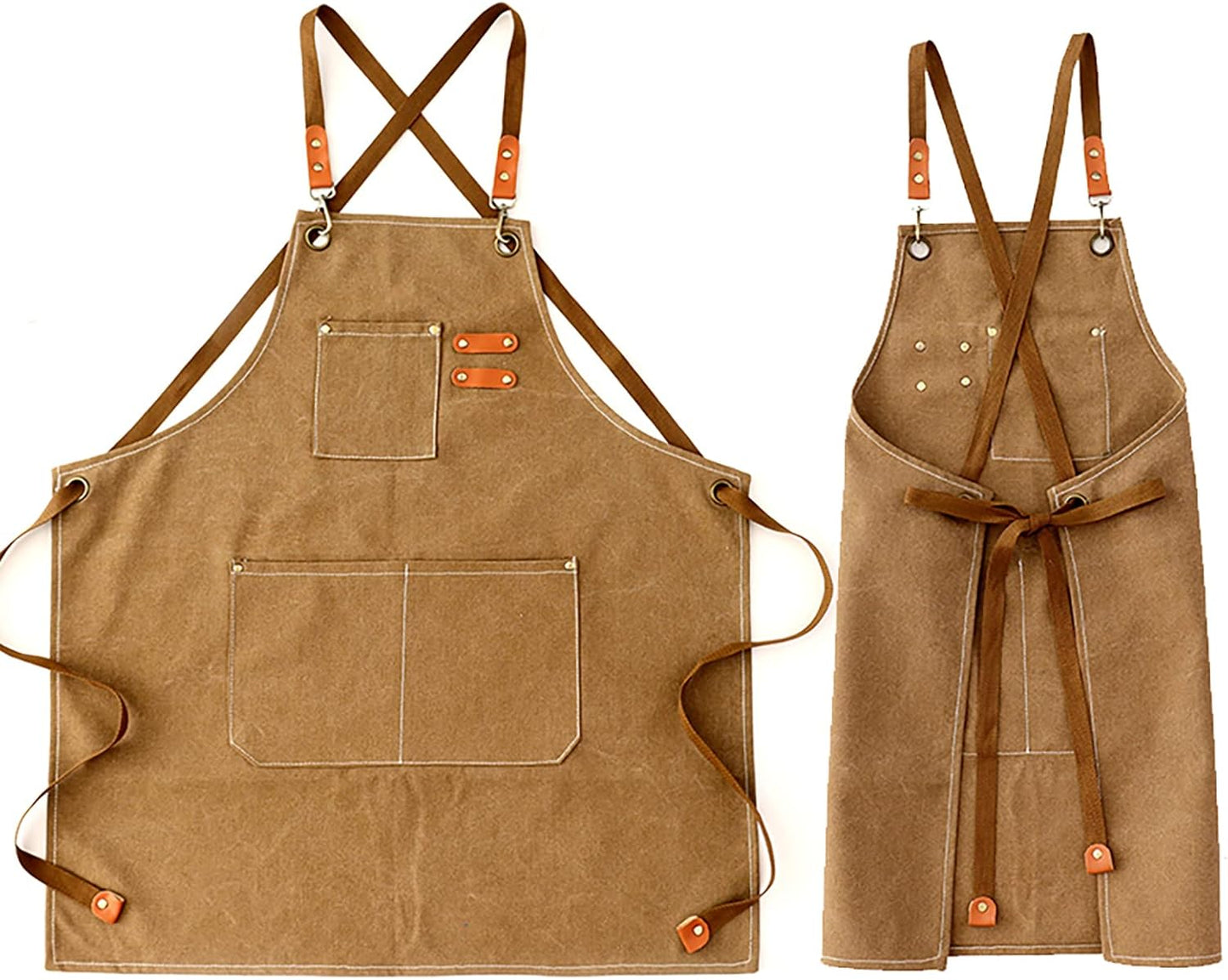 Canvas Heavy Duty Work Tool Apron, Chef Cotton Aprons with Large Pockets…