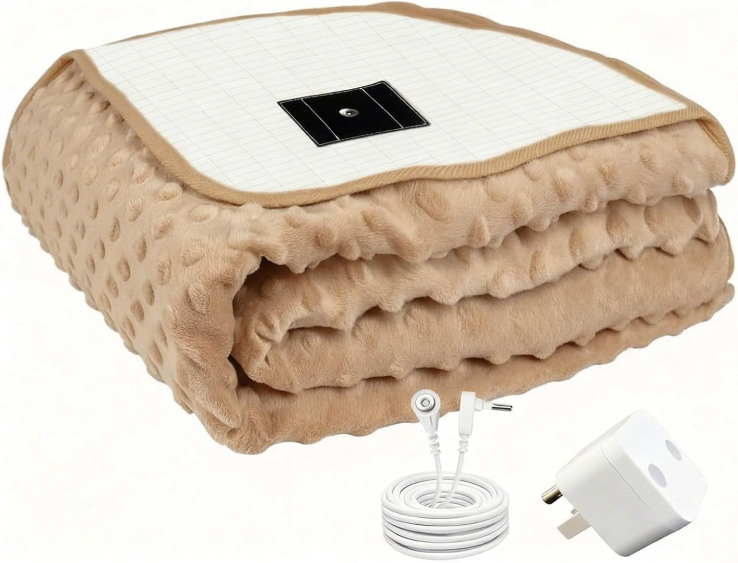 Grounding Blanket, Grounding Fleece Throw with Silver Conductive Layer - Natural Relaxation for Sleep Support, Tension Release,Comfort (Includes Grounding Cord) (Brown, 50 * 60in)
