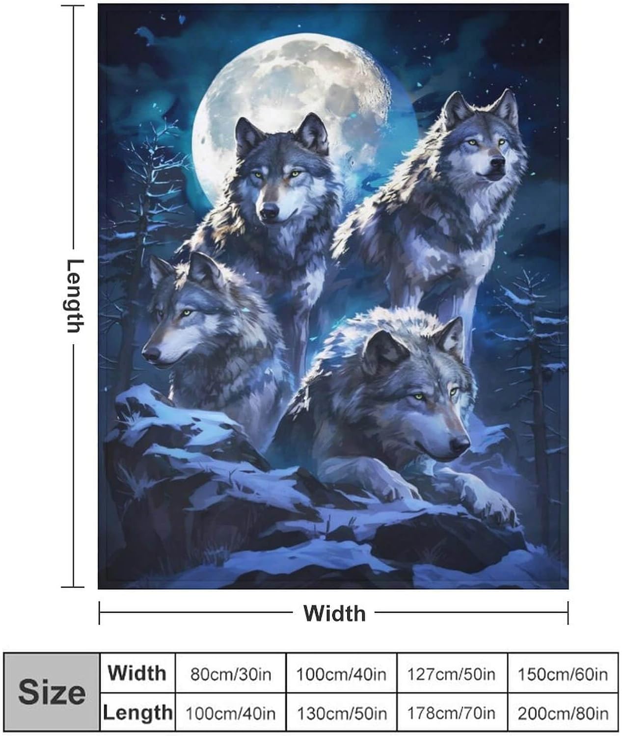 Wolf Throw Blanket - Soft Flannel Wolf Blanket for Teens, Adults, Women, Men - Warm Throw for All Seasons - 70"x50"