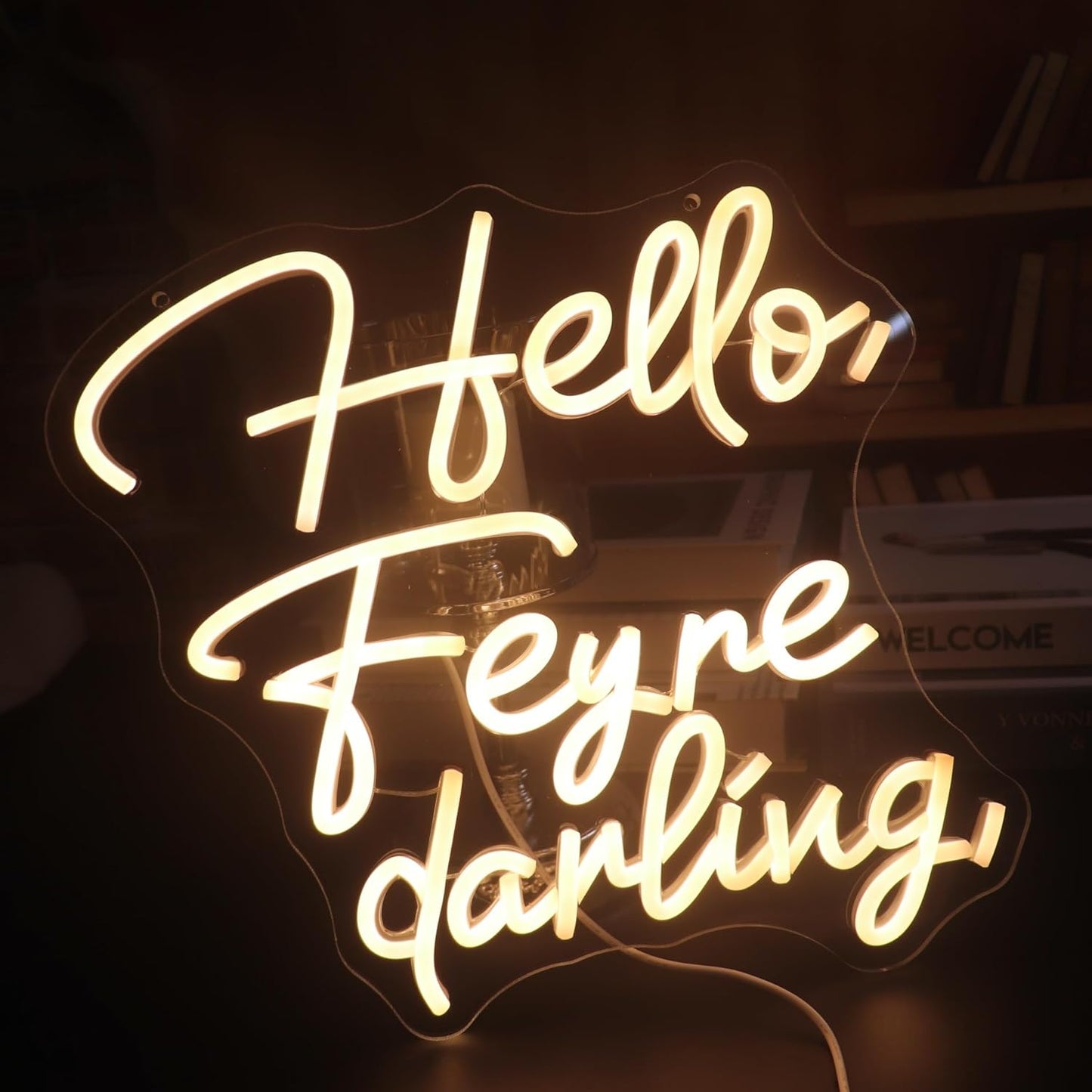 "Hello, Feyre Darling" Bookish Quote Light - Whimsical LED Decor for Fan's Bedroom, Reading Nook or Bookshelf Decor, Dimmable USB, Magical Gift for ACOTAR & SJM Fans