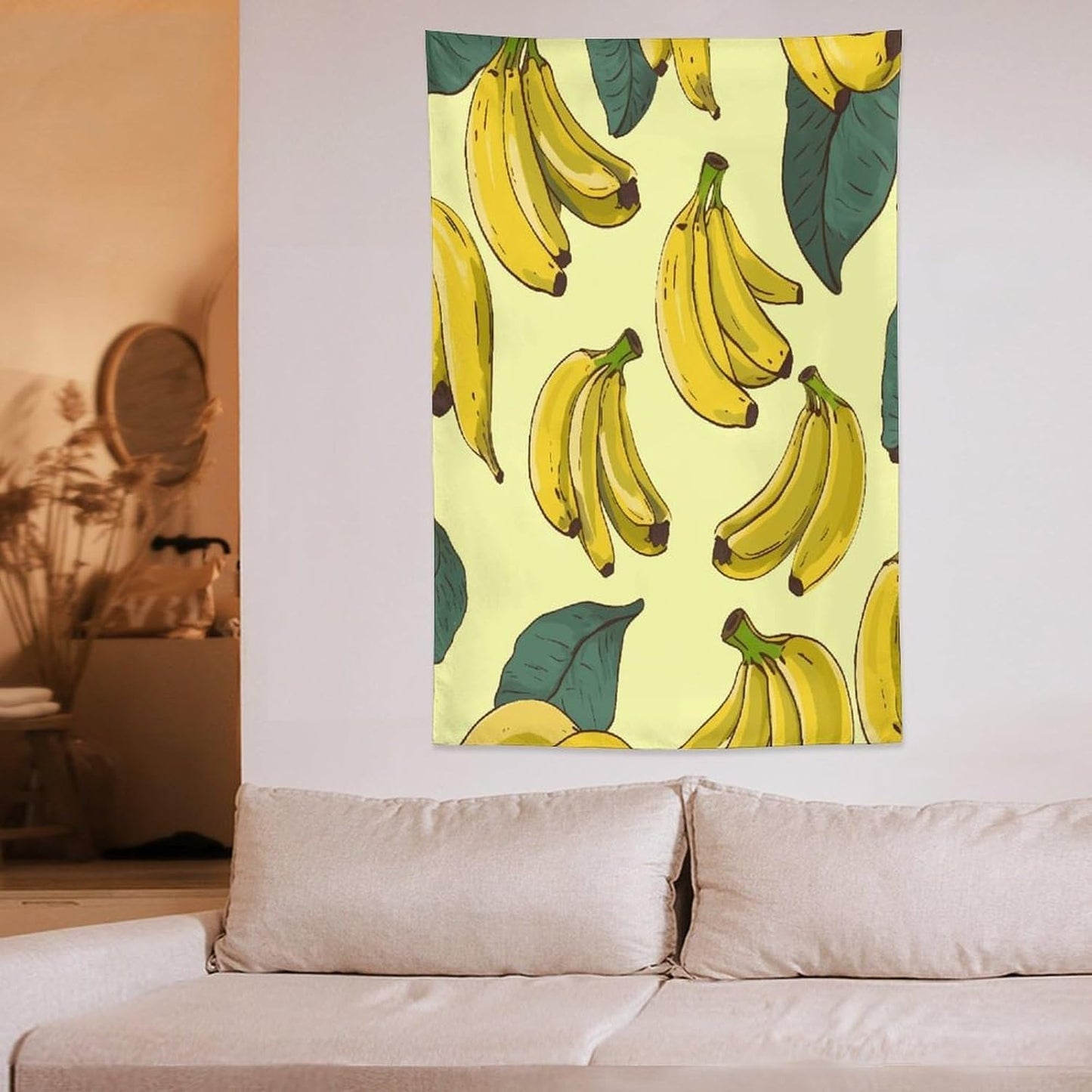 FodPand Banana Print Tapestry Anti-fading Wall Tapestry with Installation Kit Backdrop Banner Multipurpose Aesthetic Tapestries Boho Wall Art Hanging Decorative Blanket 40"x60"
