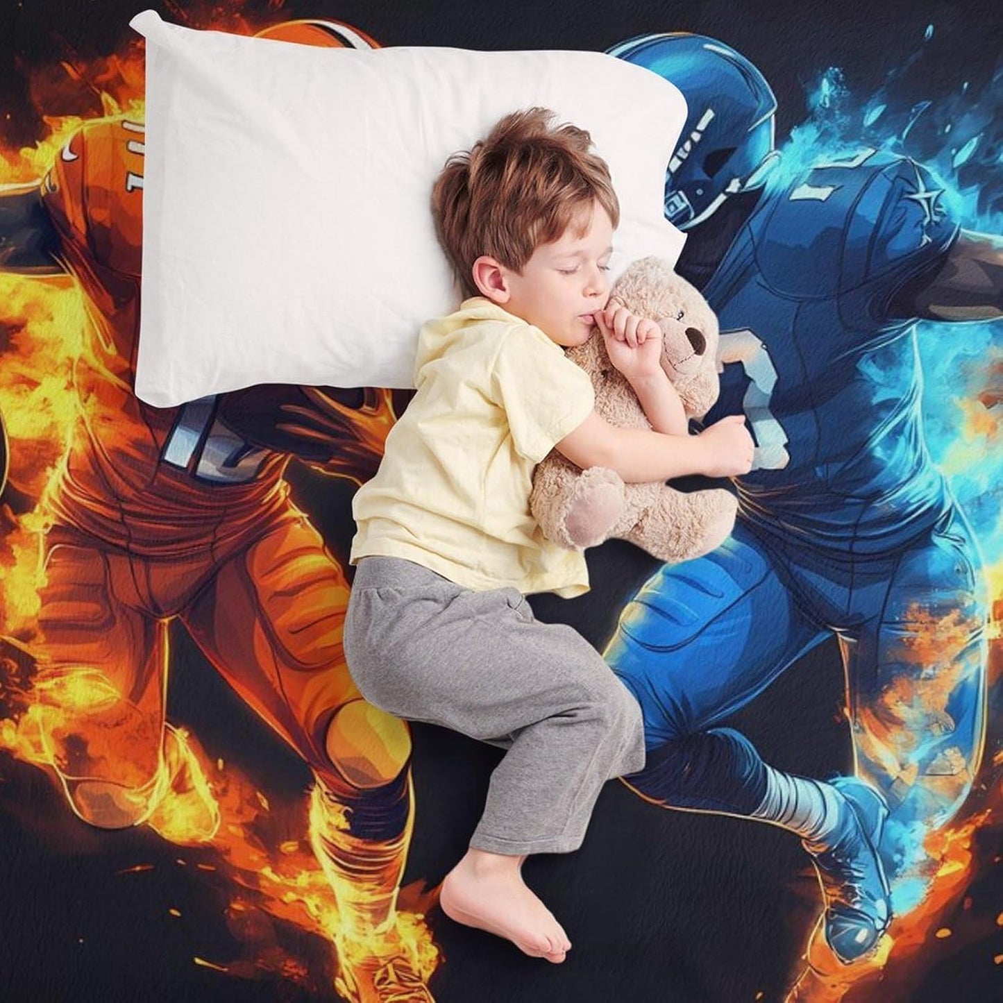 Football Men Pattern Throw Blanket for Couch Bed Plush Cozy Fuzzy Flannel Blanket for All Season 40"x60"