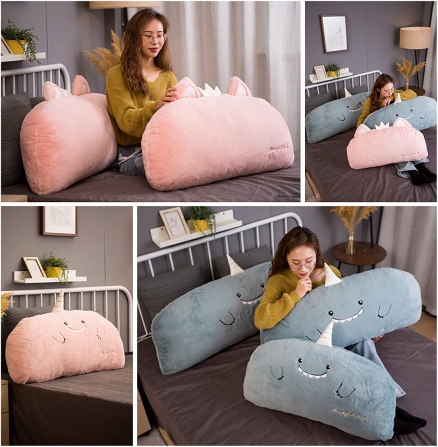Cute Removable Washable Reading Pillow,Large Bolster Upholstered Headboard Backrest,Positioning Support Wedge Cushion,for Girls Dorm Home Office Bedroom (Color : C/Orange, Size : 10552CM)