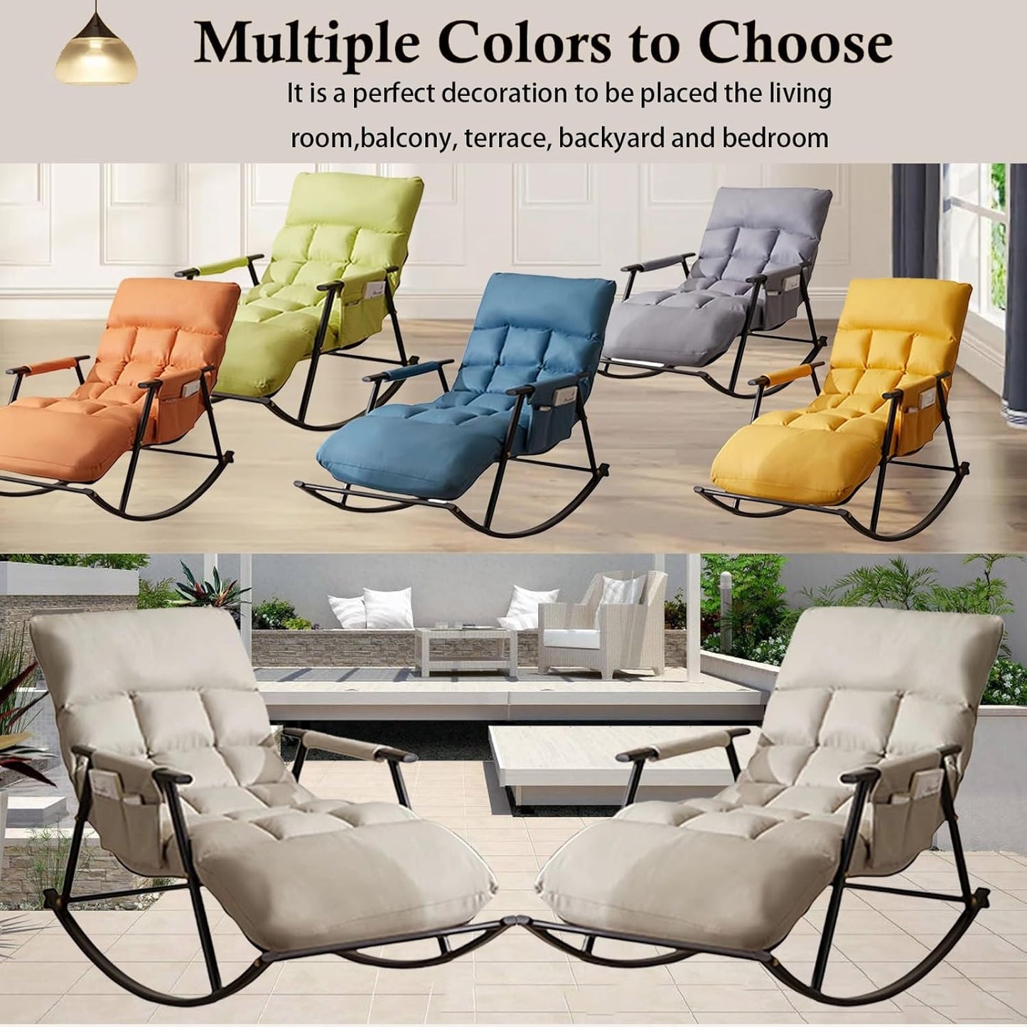 Comfy Chair For Bedroom with Multi-level adjustment,comfy Living Room Chairs ,outdoor Patio Furniture with Intimate armrest storage bag,patio Chairs,rocking Chair ,chairs Living Room, Bedroom ( Color