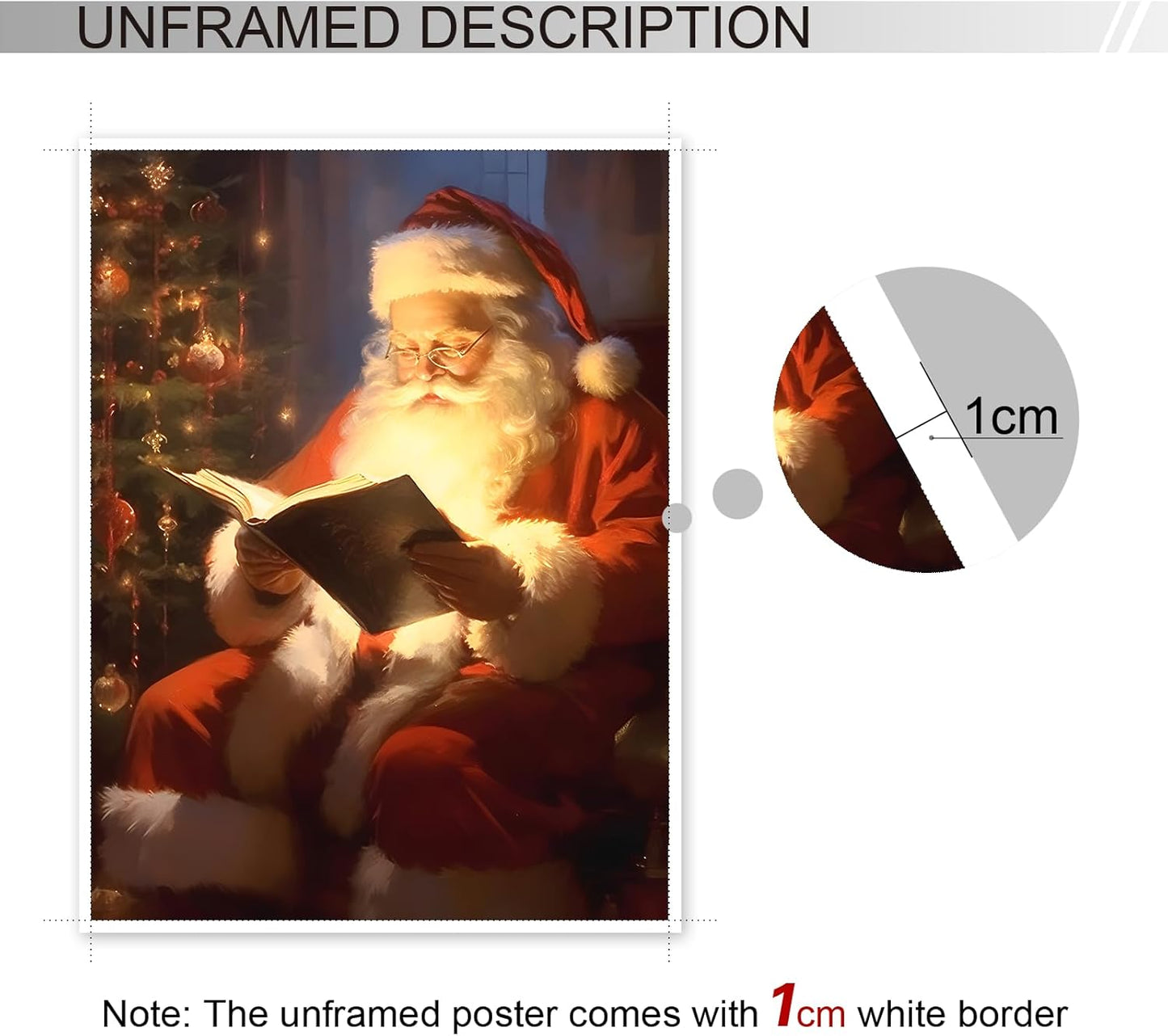 Vintage Christmas Canvas Wall Art, Santa Claus Reading Book Canvas Prints, Aesthetic Merry Christmas Poster for Home Office Xmas Picture Decor Winter Holiday Presents 12x16 Inch Unframed