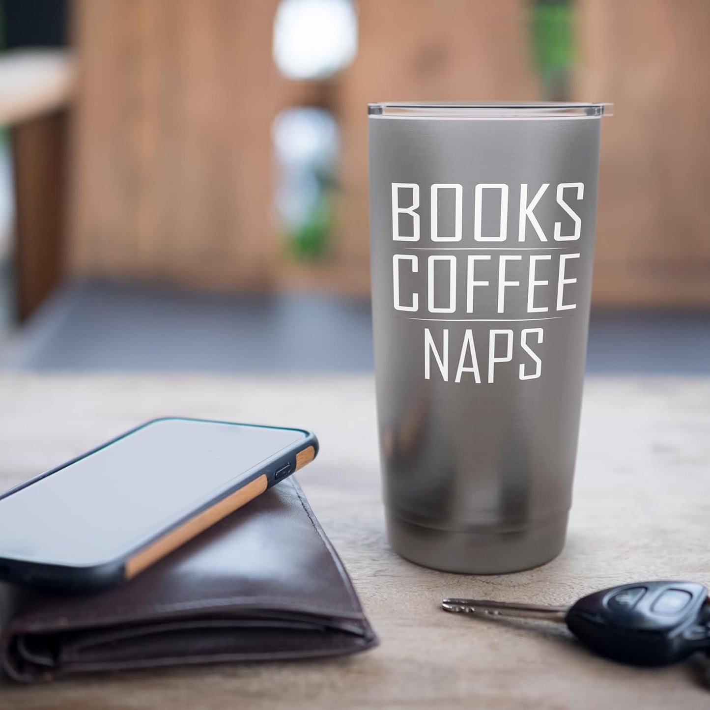 Books Coffee Naps Reading Lover Quote Stainless Steel Insulated Tumbler