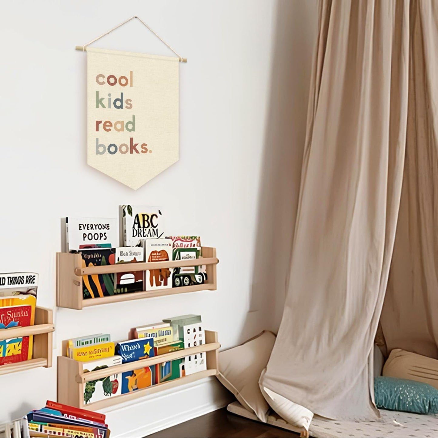 Cool Kids Read Books Wall Hanging Banner, Boho Classroom Decor Read Corner Pennant Flag Wall Decor, Book Lover Gift, Playroom Reading Book