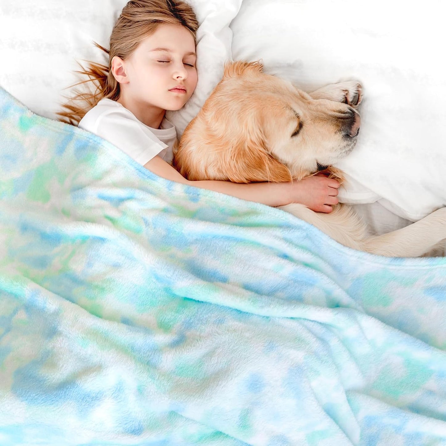 Fleece Blanket Green Throw Blanket - 300GSM Throw Blanket for Couch Soft Fuzzy Plush Cozy Blankets, Spring Home Decor