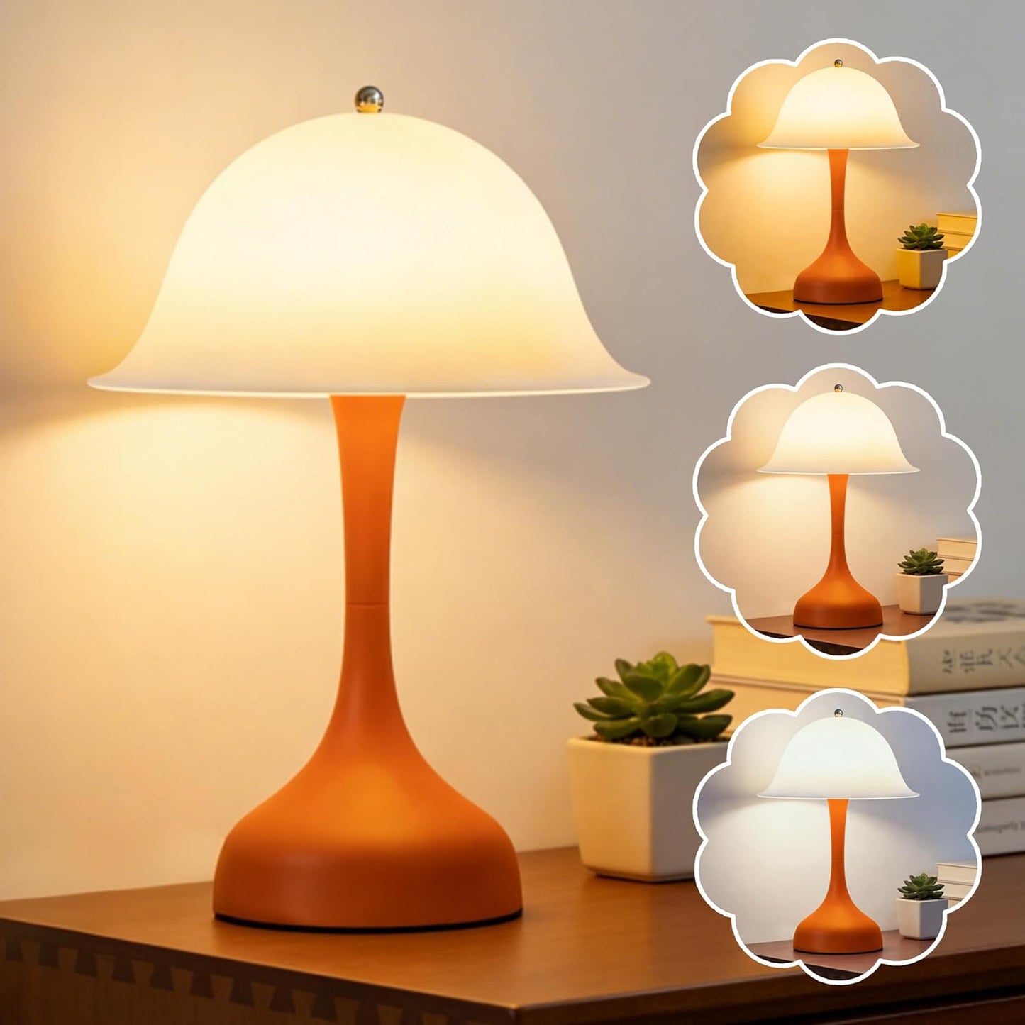 Rechargeable Table Lamp,LED Desk Lamps Cordless Reading Light,3-Way Stepless Dimmable Touch Lamps,Kawaii Lamp for Bedroom Bedside Living Room Office Aesthetic Decor