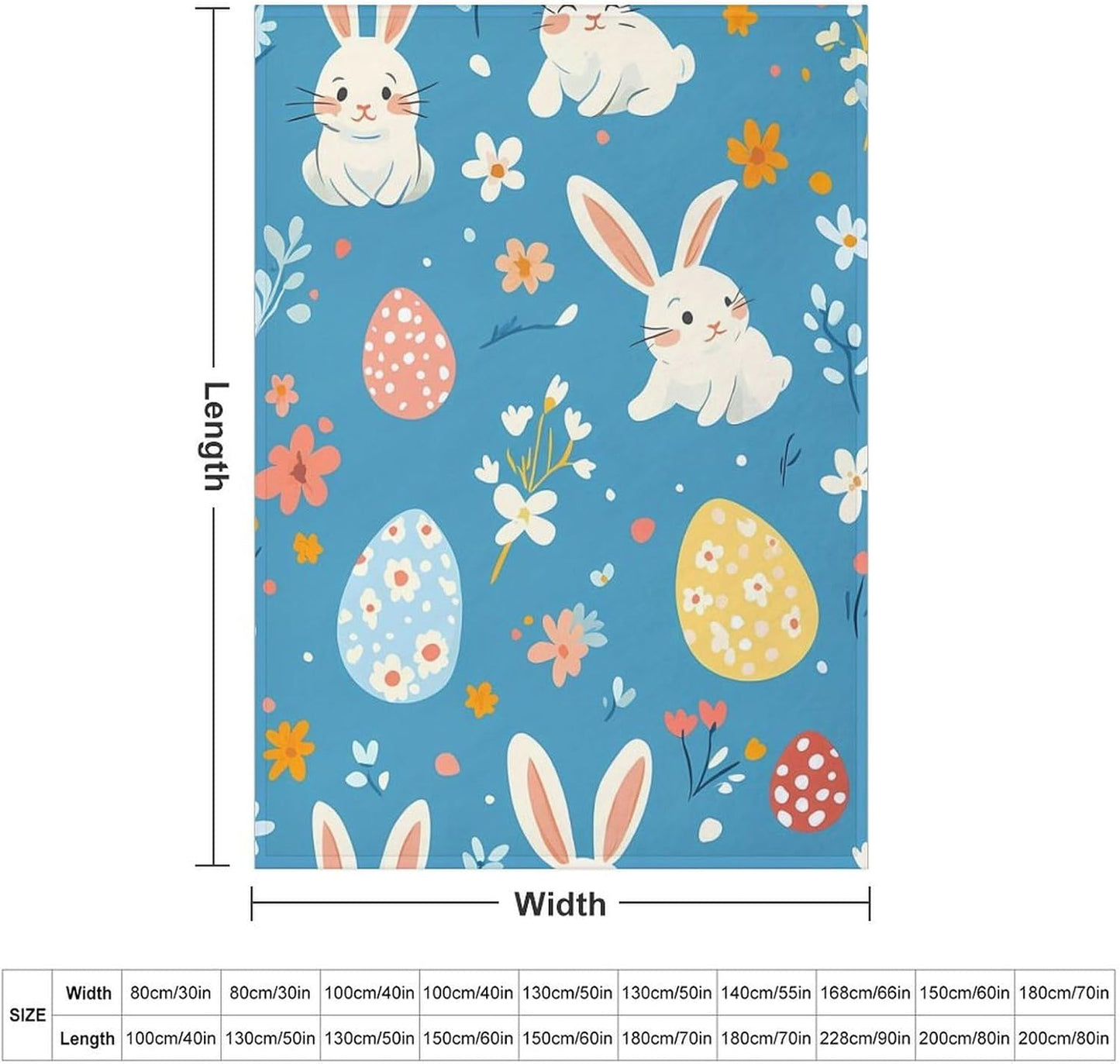 Easter Rabbits Throw Blanket for Couch Bed Plush Cozy Fuzzy Flannel Blanket for All Season 55"x70"