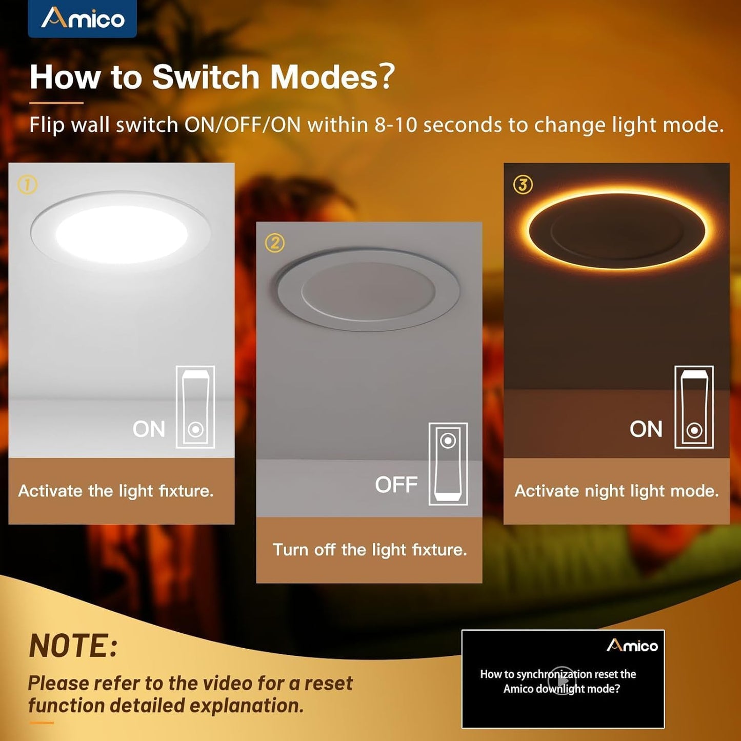 Amico 20 Pack 6 Inch 5CCT LED Recessed Ceiling Light with Night Light, 2700K/3000K/3500K/4000K/5000K Selectable Ultra-Thin Recessed Lighting, 12W=110W, 1100LM, Dimmable Canless Wafer Downlight ETL&FCC