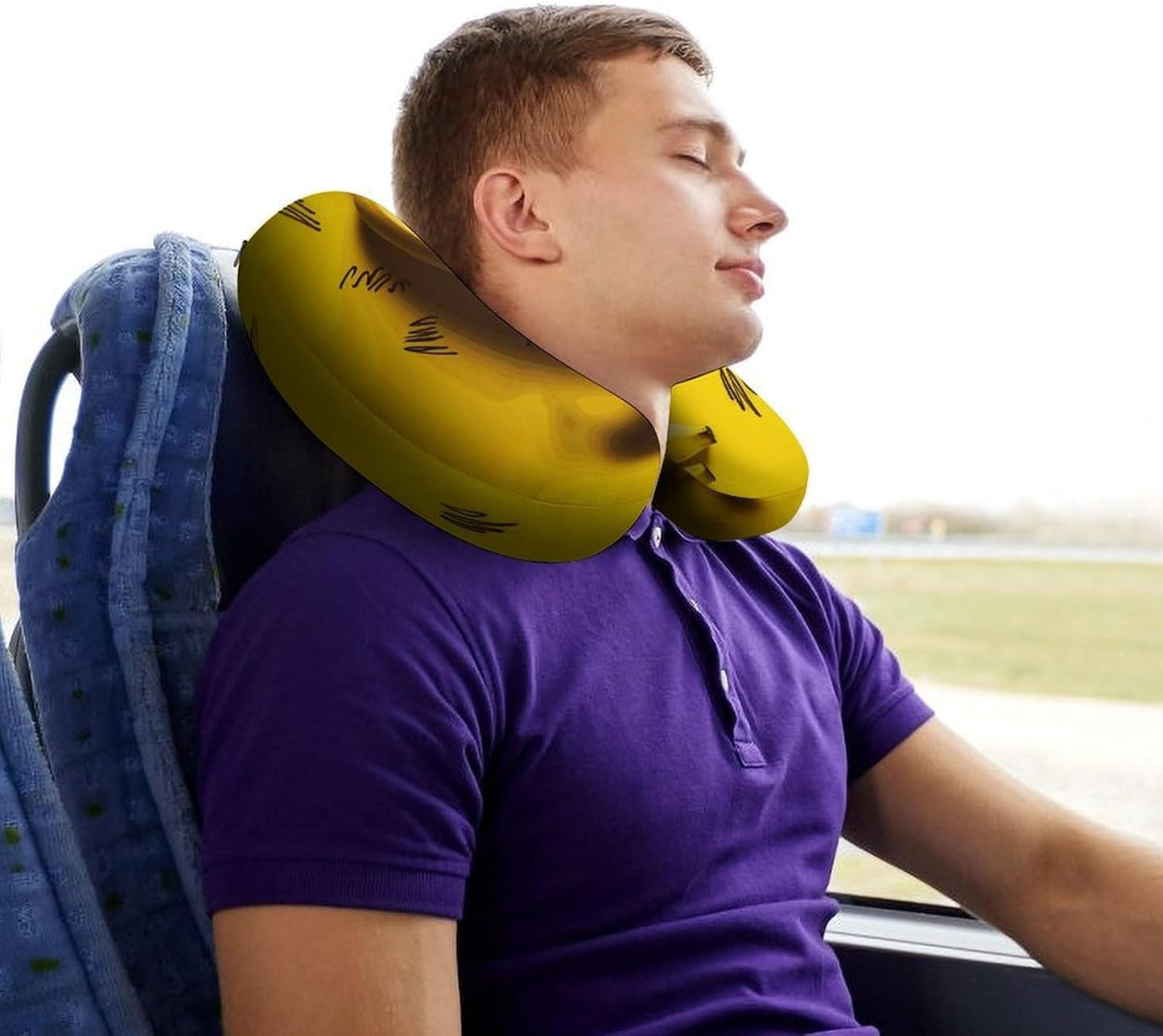 Yellow Banana Neck Pillow Memory Foam U Shaped Pillows Portable Pillows for Shoulder Travel Head Support Pillow with Concealed Zipper for Airplane Car Home Office