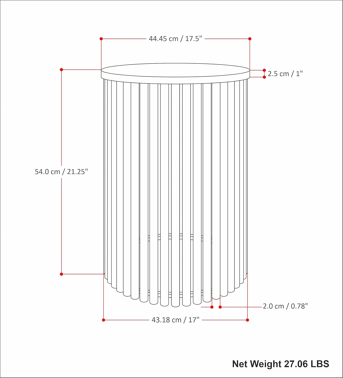 SIMPLIHOME Demy 18-inch Wide Metal and Solid Mango Accent Table in Natural/White, Round Side Table with Mango Wood Top for Living Room or Bedroom, Industrial Style, Assembled