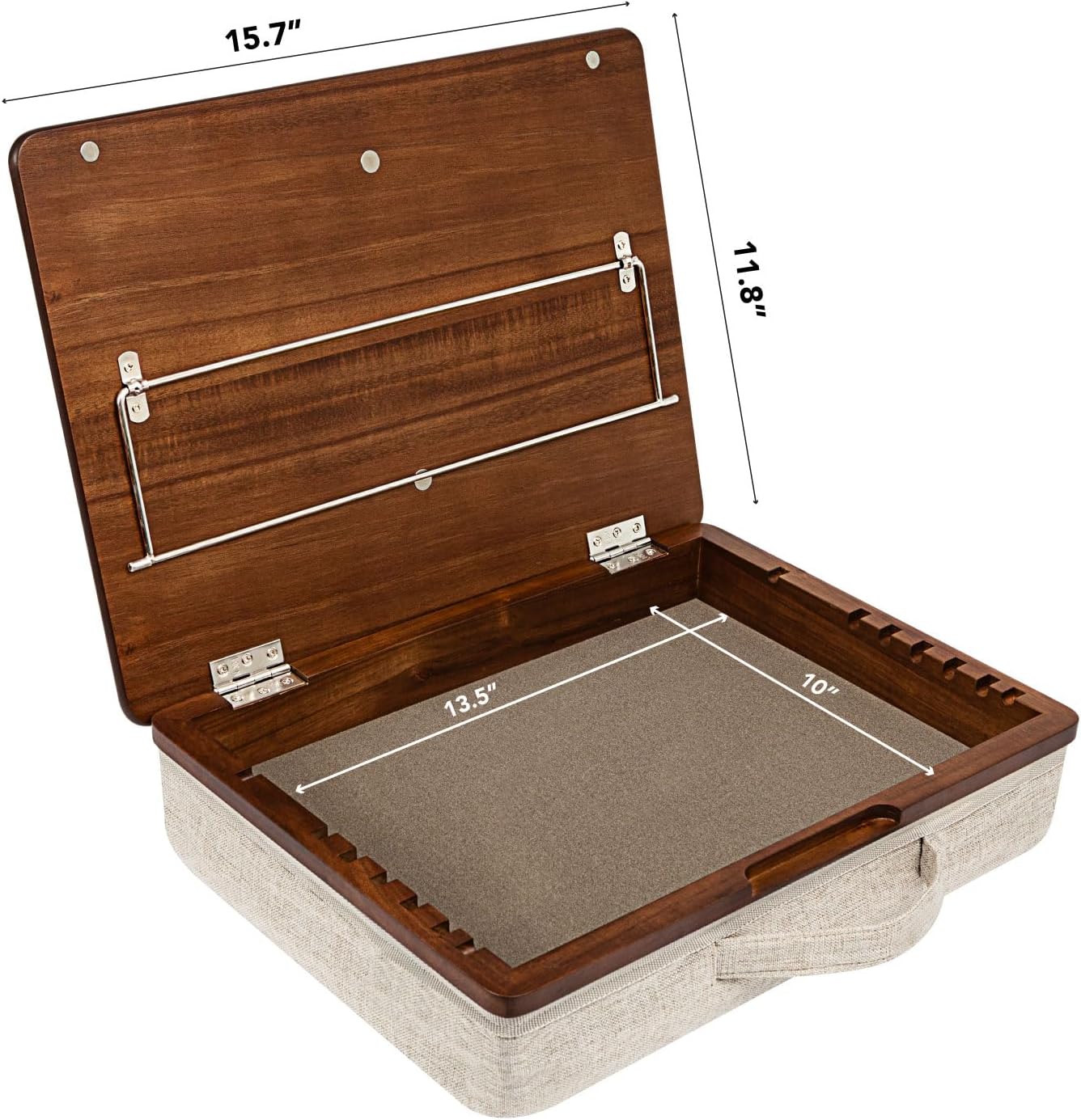 ROSSIE Home Acacia Wood Easel Lap Desk – Adjustable 7-Level Laptop Stand & Portable Workstation with Open Storage – Fits 15.6” Laptops – Java – Style No. 76501