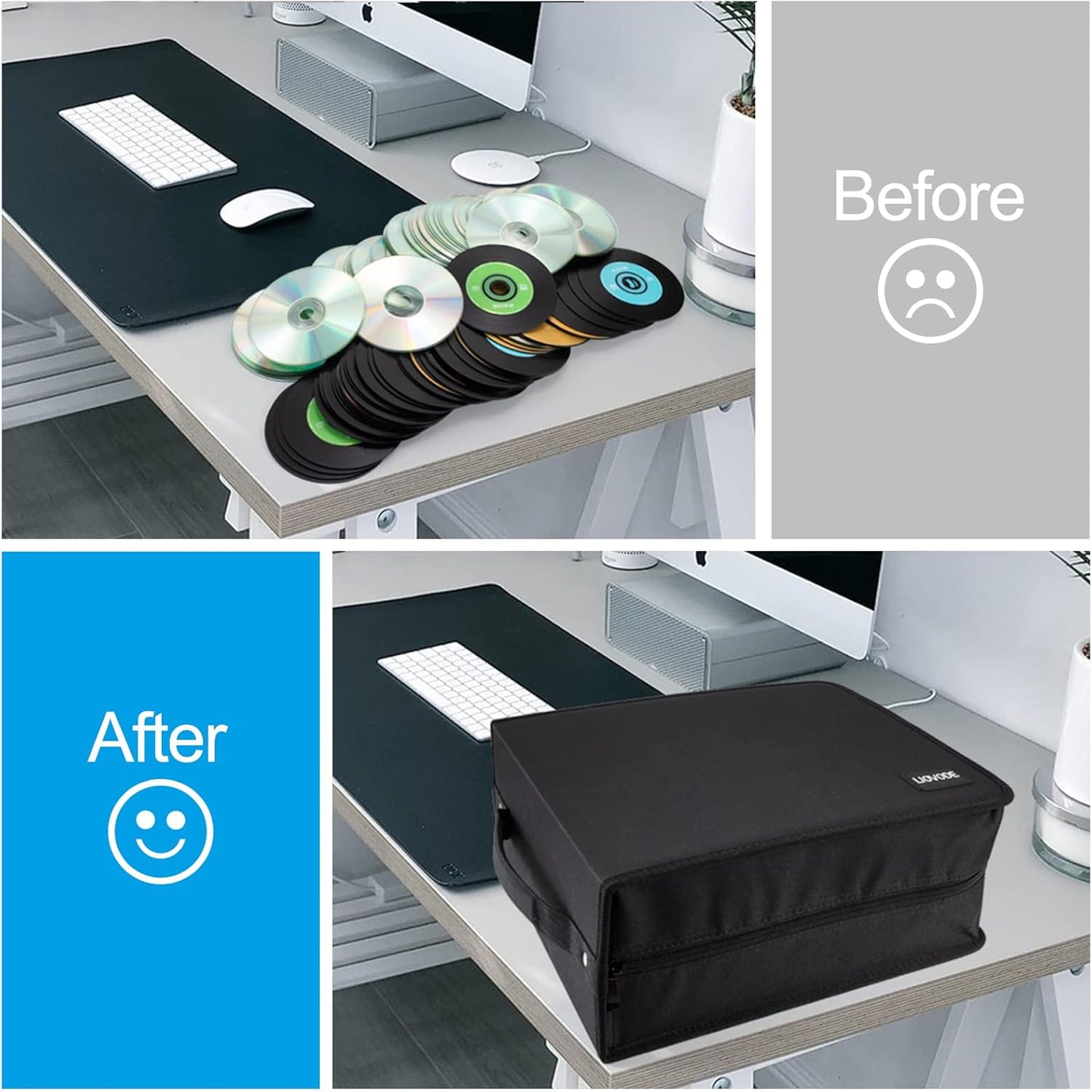 DVD Case 200 DVDs and 100 Booklets Capacity, CD/Blu-ray Storage Binder Case with Booklet Inserts Media Organizer Holder Black Blu ray Wallet for Car (200 Capacity)