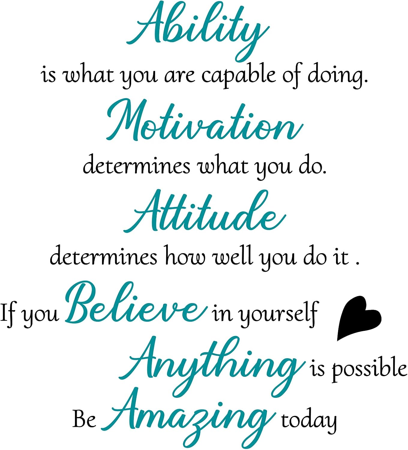 3 Sheets Vinyl Wall Quotes Stickers,Inspirational Saying Wall Decals Ability Motivation Attitude Quotes Stickers for Home Office School Classroom Teen Dorm Room