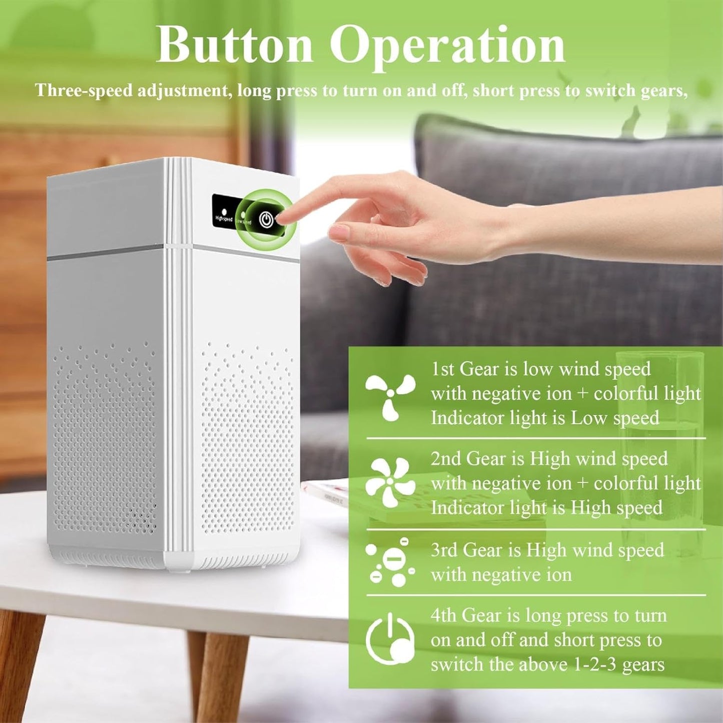 Air Purifier for Bedroom, Office & Home – Portable Air Cleaner with Multi-Layer Filter, Quiet Operation, USB Powered, Night Light, Compact Design