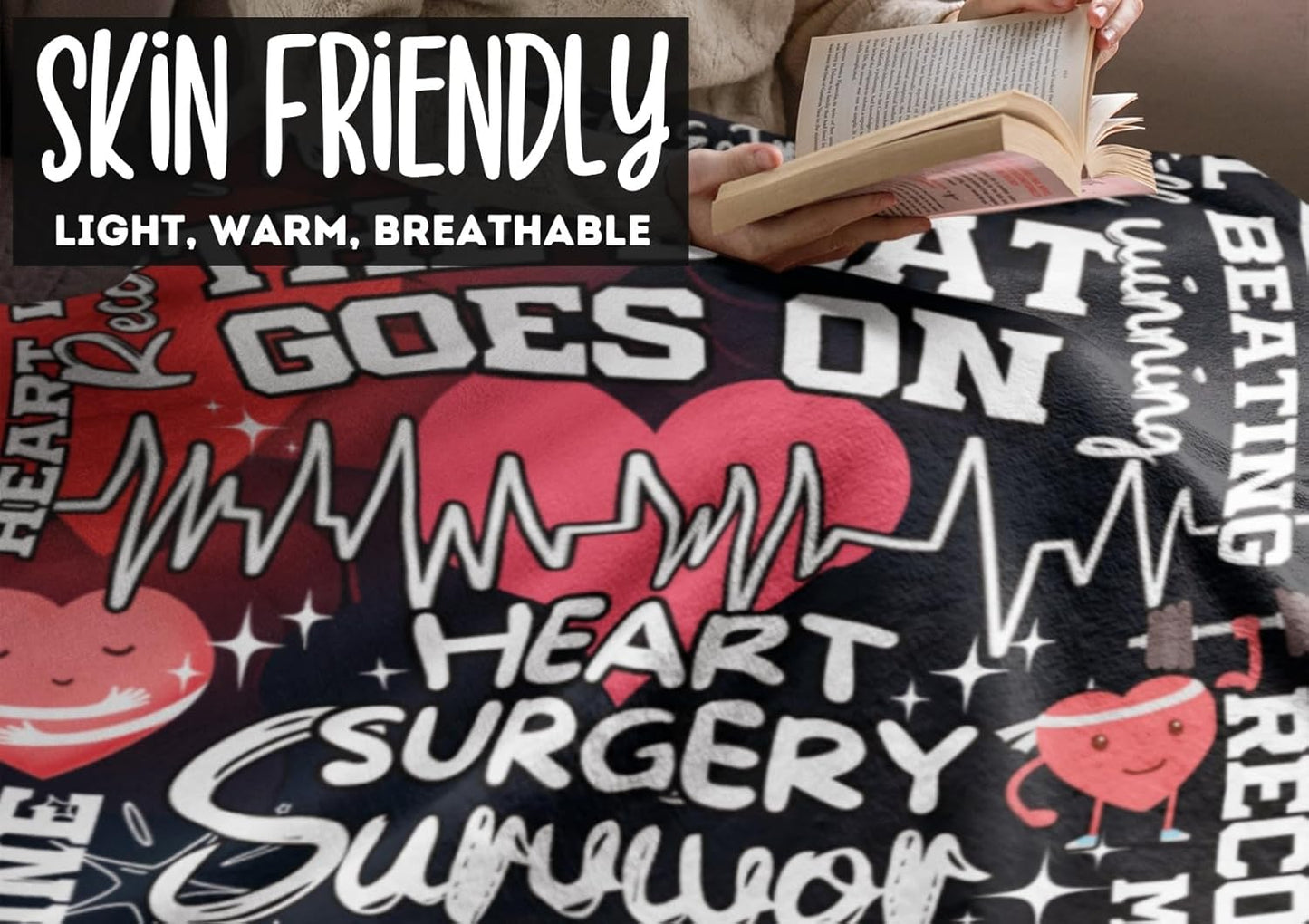 Heart Surgery Recovery Gifts for Men Women, Open Heart Surgery Gifts Item Soft Flannel Blanket, 65 x 50 inches