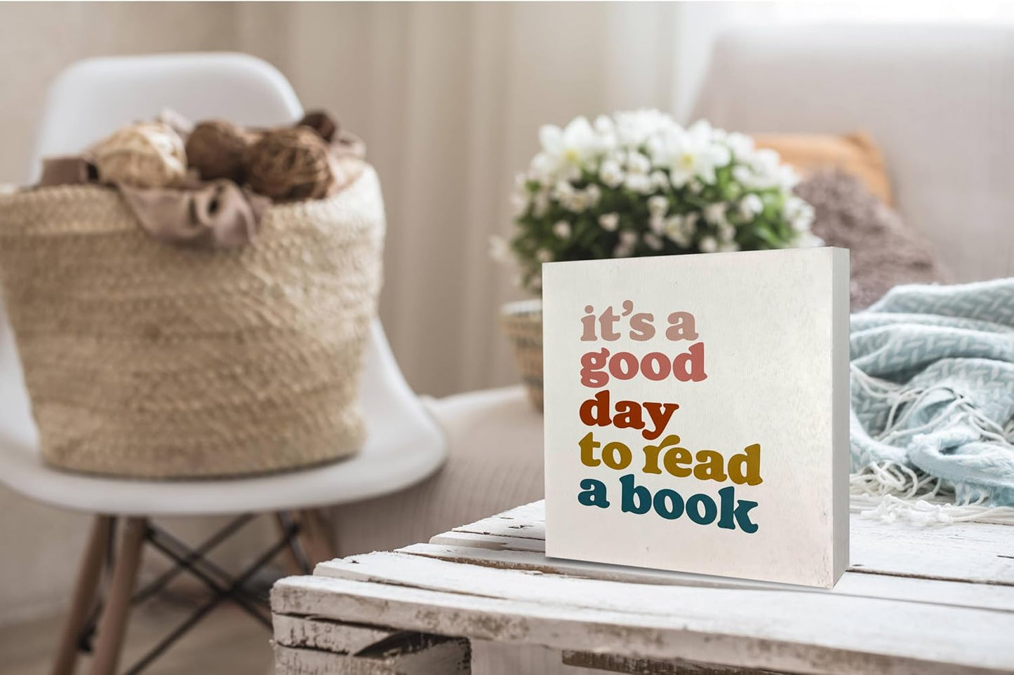 KEUSPI Library Wooden Sign,It's a Good Day to Read a Book,Home Library Signs,Reading Room Corner Decor for Classroom,Book Shelf Decorative,Bookish Decorative,Reading Sign 5x5 inch