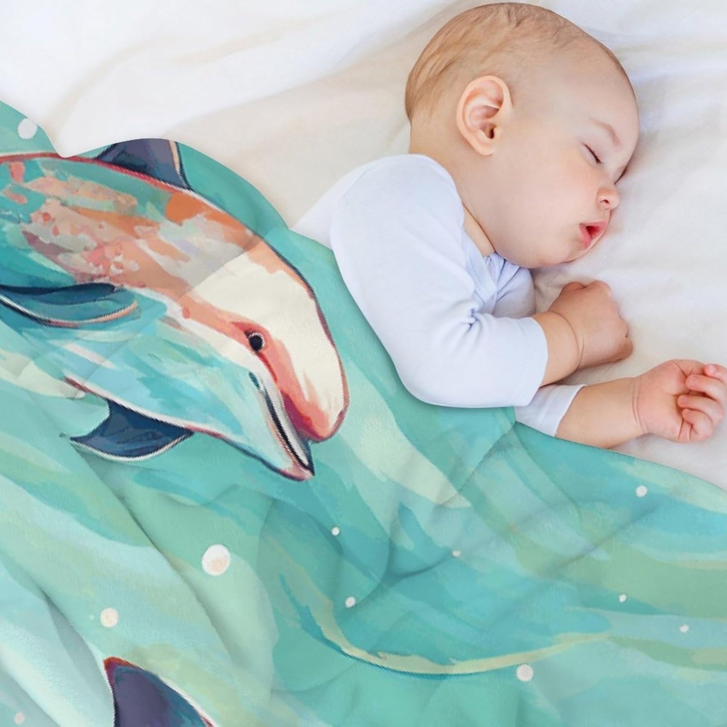 Lovely Dolphins Throw Blanket for Couch Super Soft Warm Lightweight Throw Blankets Cozy Flannel Bed Blanket Cute Decorative Blankets for All Seasons Home Decor Gift 50"*60"（130 * 150cm）
