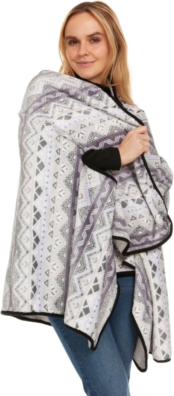 GO UNDER Ladies Reversible Wearable Blanket Wrap with Arm Holes Soft Cozy