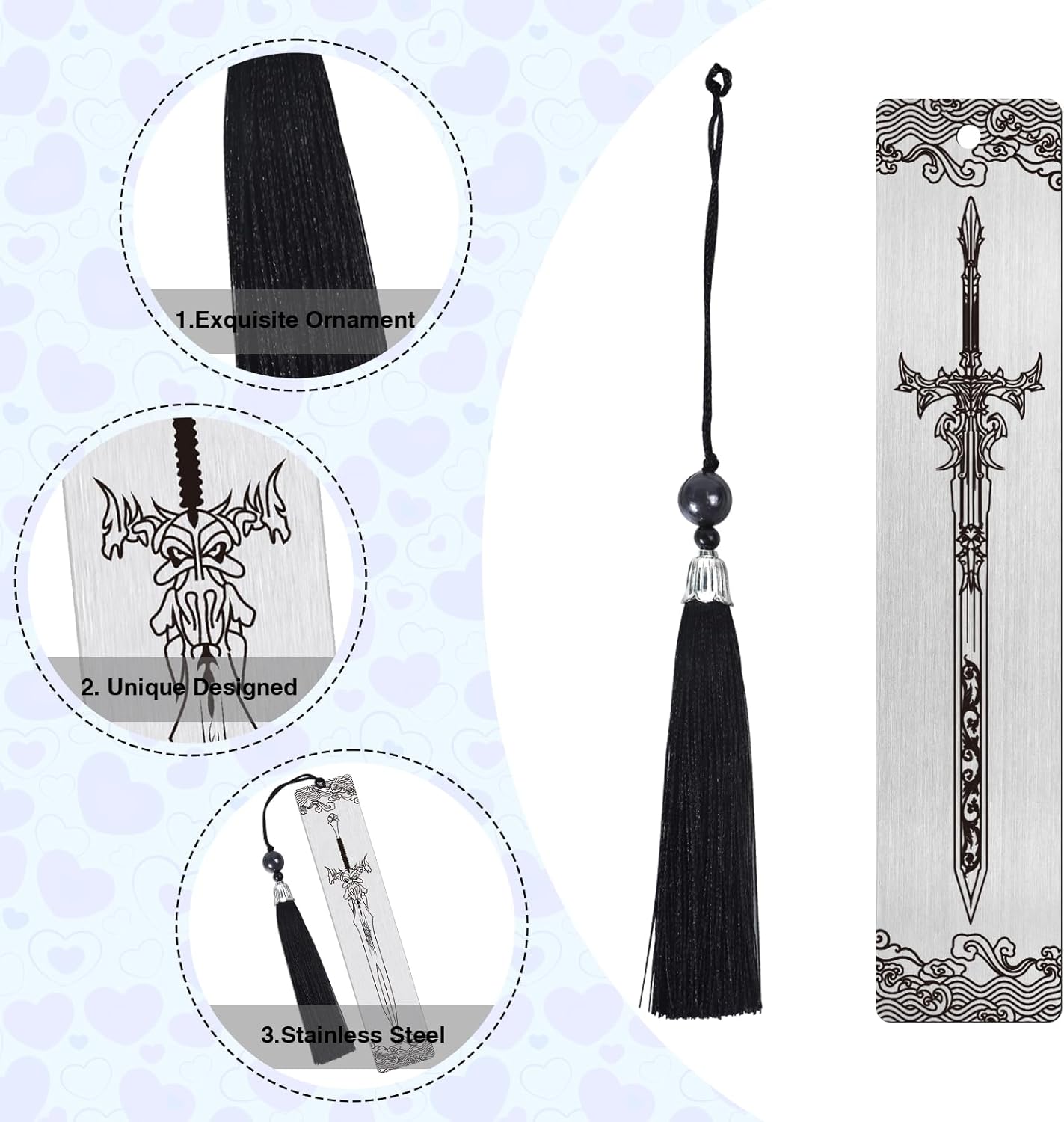Sword Metal Bookmarks Gifts - 4PCS Cool Sword Bookmark for Book Lovers, Fantasy Book Accessories for Reading Women Men, Graduation Thanksgiving Christmas Bookish Birthday Gifts