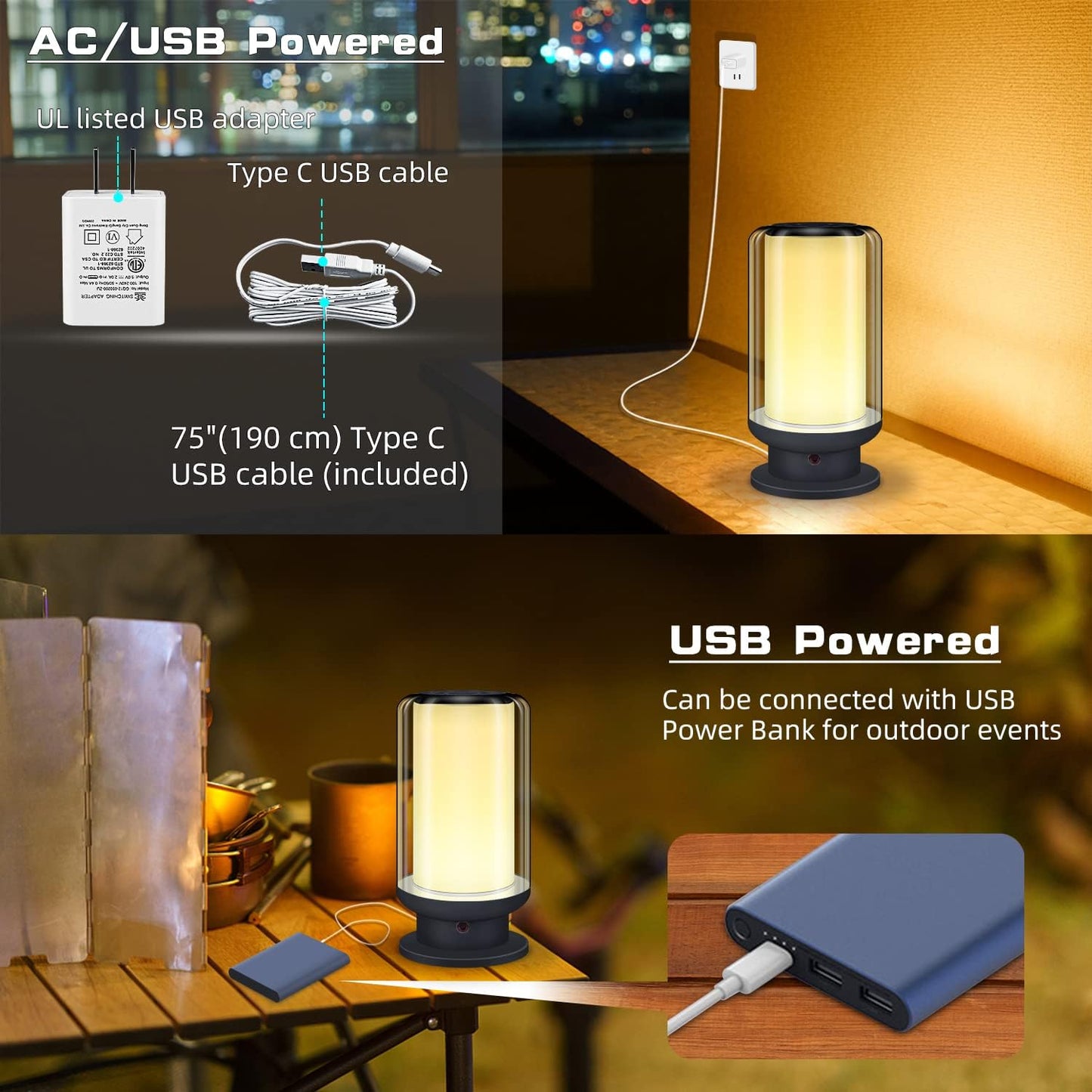 BIGMONAT Bedside Table Lamp Kids with Remote, Color Changing Desktop Led Light with Timer Setting, Dimmable RGB Night Light,Warm White Light Nightstand Lamp for Bedroom,Living Room(Black-1Pack)