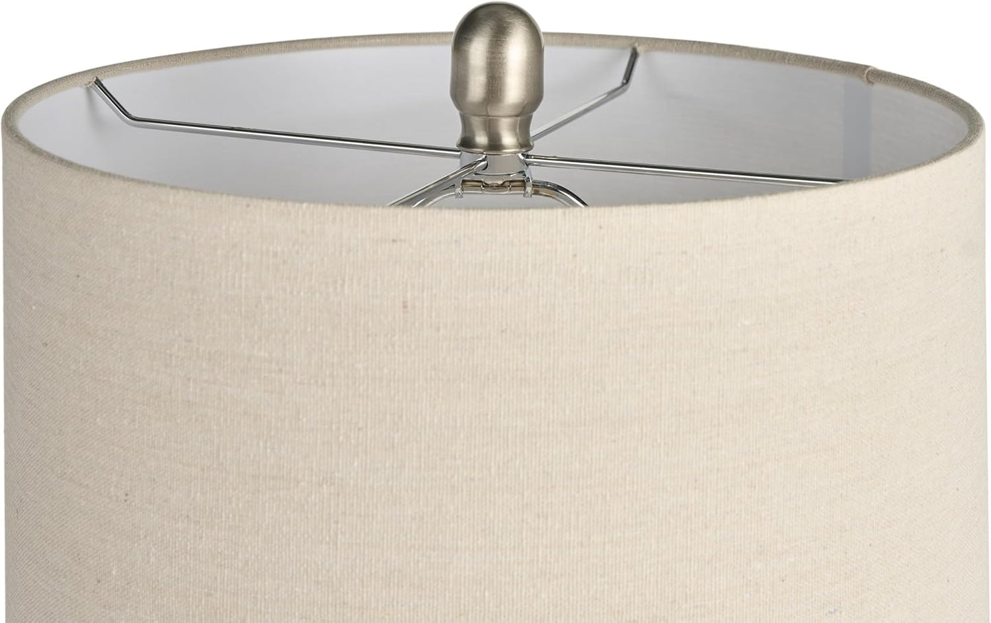 Nourison Home 22" Glossy White Ceramic Table Lamp for Modern, Transitional, Bedside Table, Living Room, Dining, Entryway
