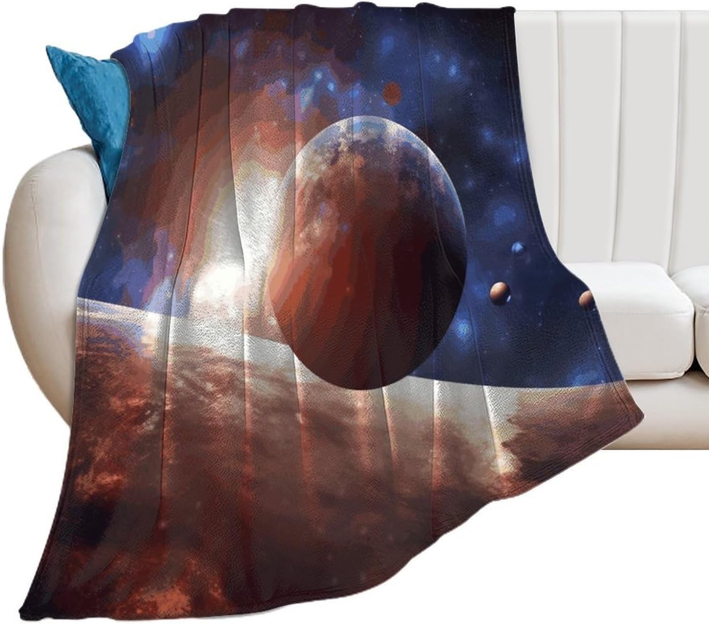 Planets in Space Background Blanket Super Soft Lightweight Throw Blanket Cute Cozy Warm Bed Blanket Decorative Fuzzy Blanket All-Season Home Decor Gift for Sofa Couch Living Room 50"*60"（130 * 150cm）