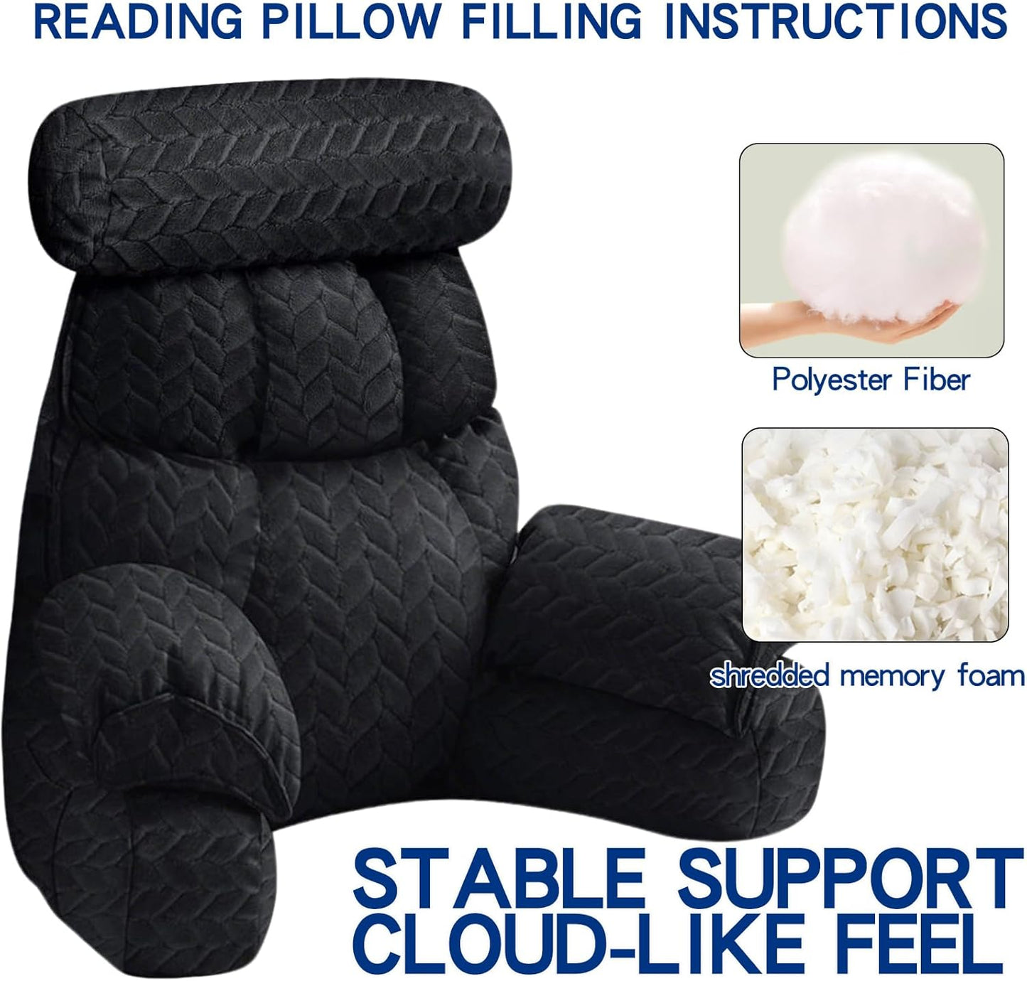 FXXUDVNIIN Back Pillow for Bed Sitting up – with 9.4" Armrests Bed Pillow for Sitting up,Inch Arms for Support, Ideal for Reading, Watching TV, Gaming, and Relaxing