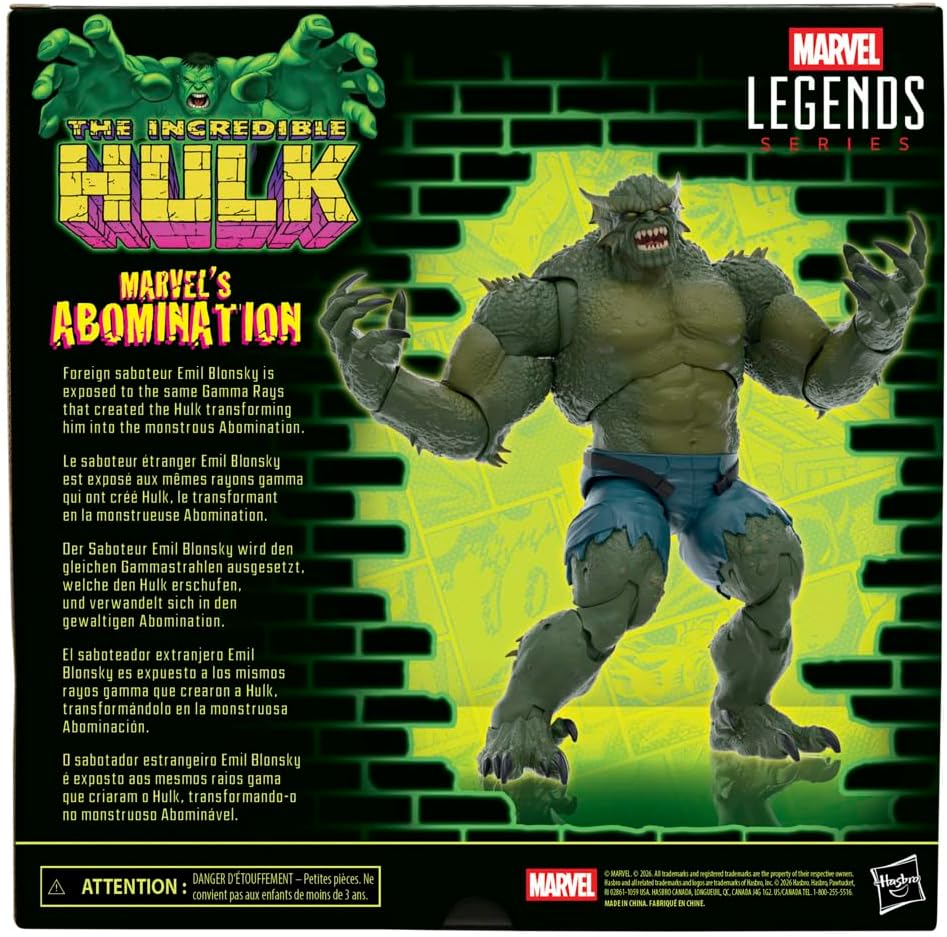 Marvel Legends Series Abomination, Hulk Comics Collectible 6-Inch Scale Action Figure