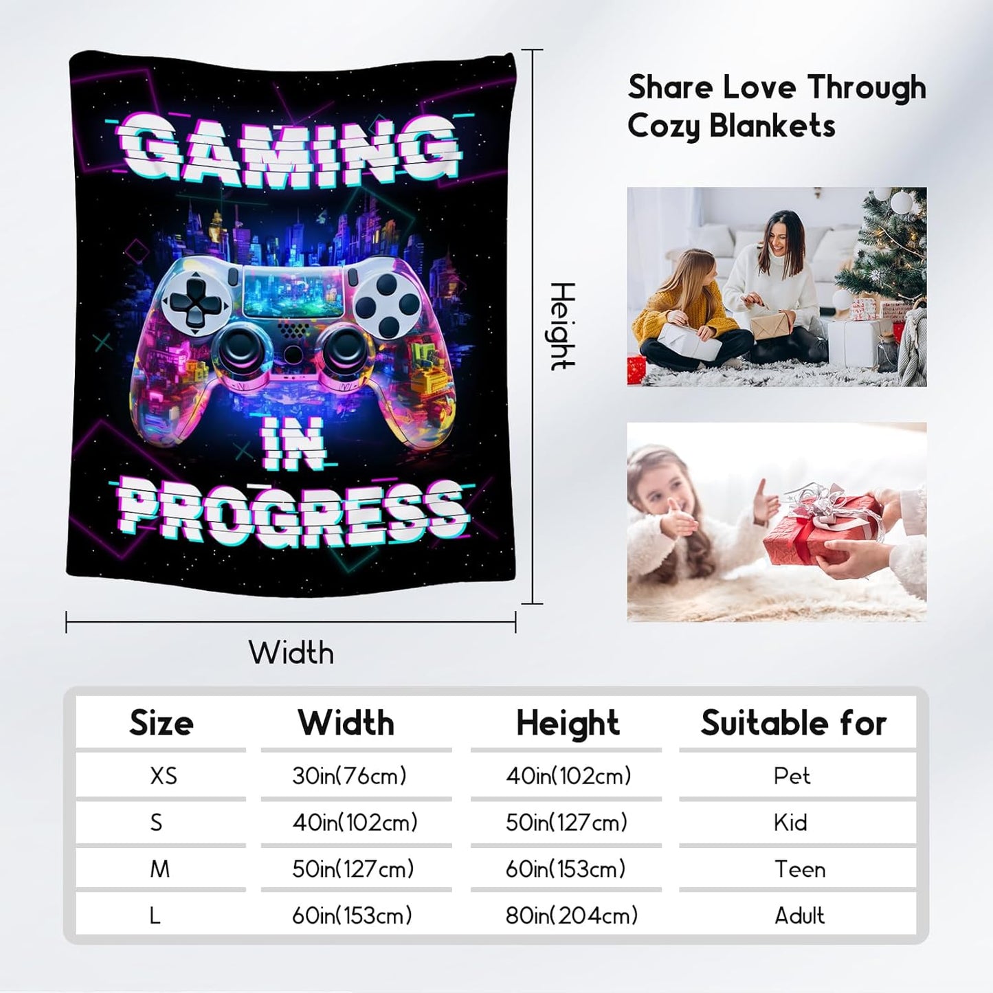Blanket for Boys - Gaming Blankets for Teens Adults - Cool Gamer Gifts for Men - 60x80 Inches Cozy Fleece Throws