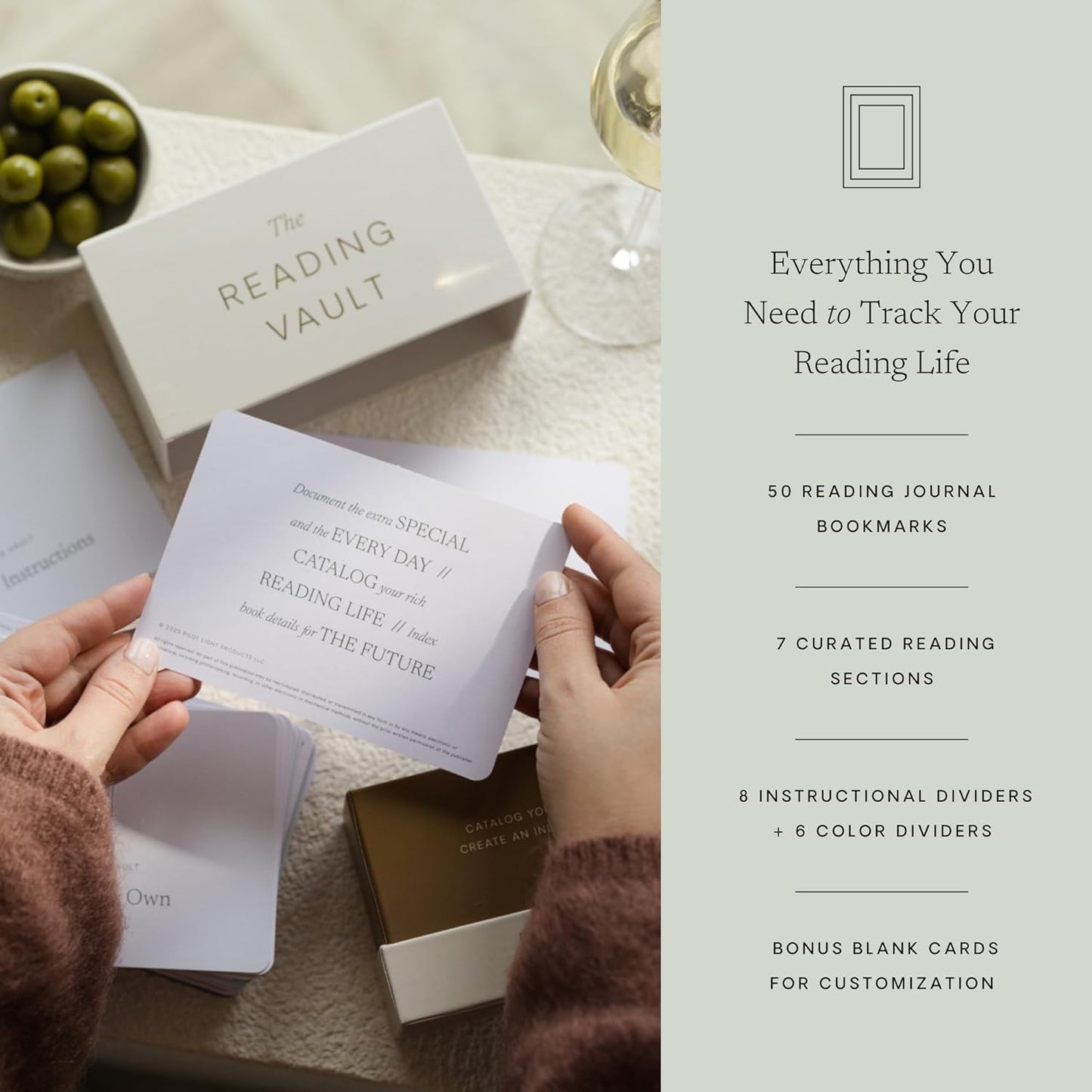Reading Journal Bookmarks — The Reading Vault Deck. 50 Book Review Cards, Customizable Book Log. Create a Book Index. Includes Reading Challenge, Lending Library. Gift for Book Lovers & Book Clubs