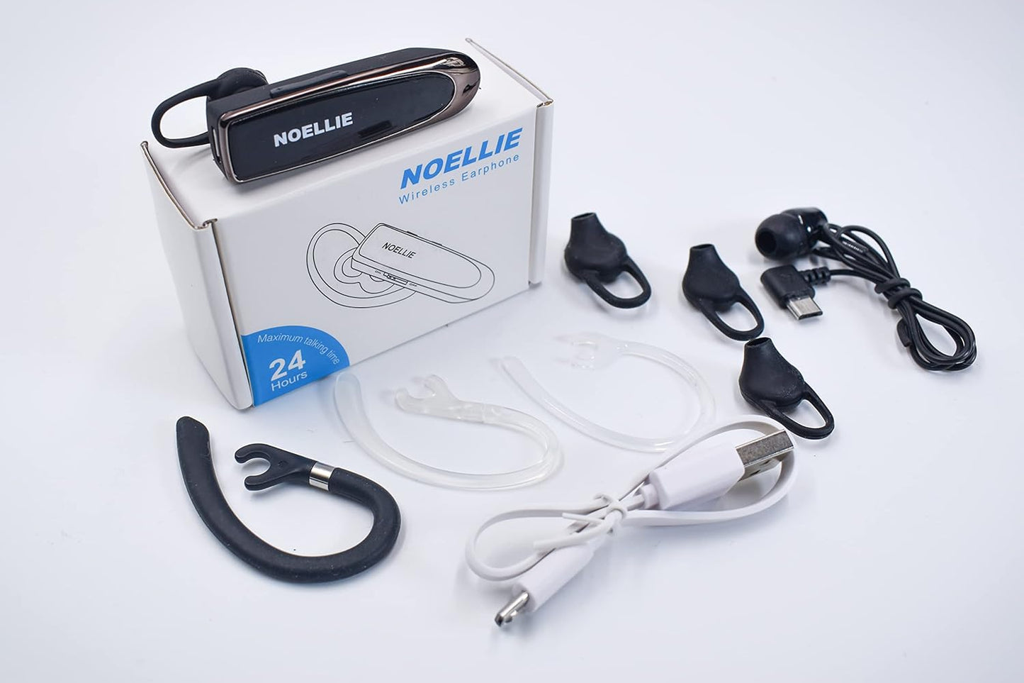 Bluetooth Earpiece, Wireless Handsfree, Noise Cancelling in-Ear Headset Earbuds, Great for Driving Business Leisure Compatible with Phones with Bluetooth Technology. Black